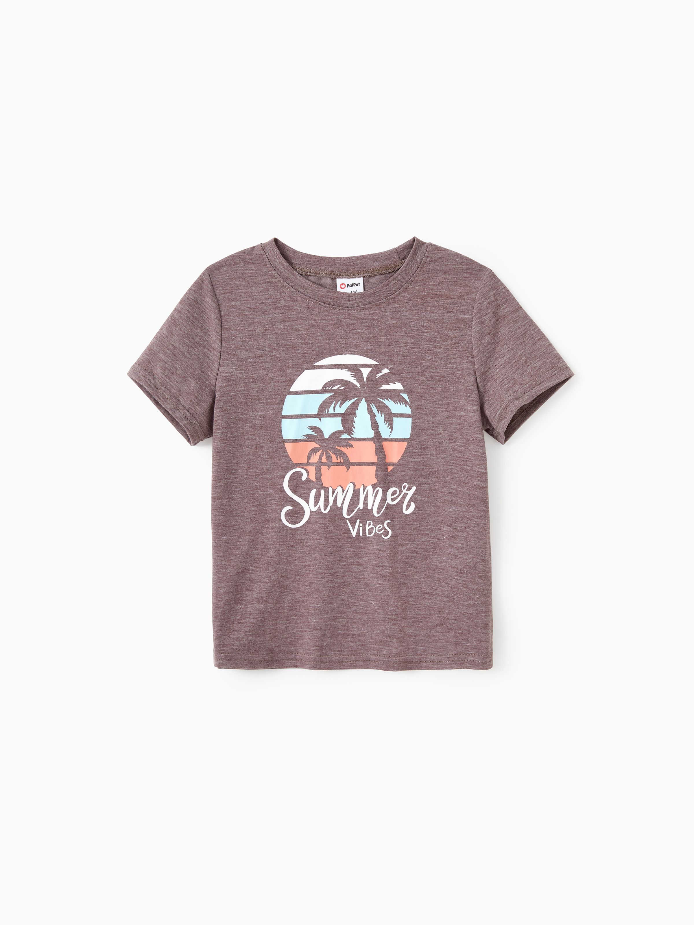 

Family Matching Sets Summer Vibes Coconut Tree Pattern Brown Graphic Tee/dress/romper