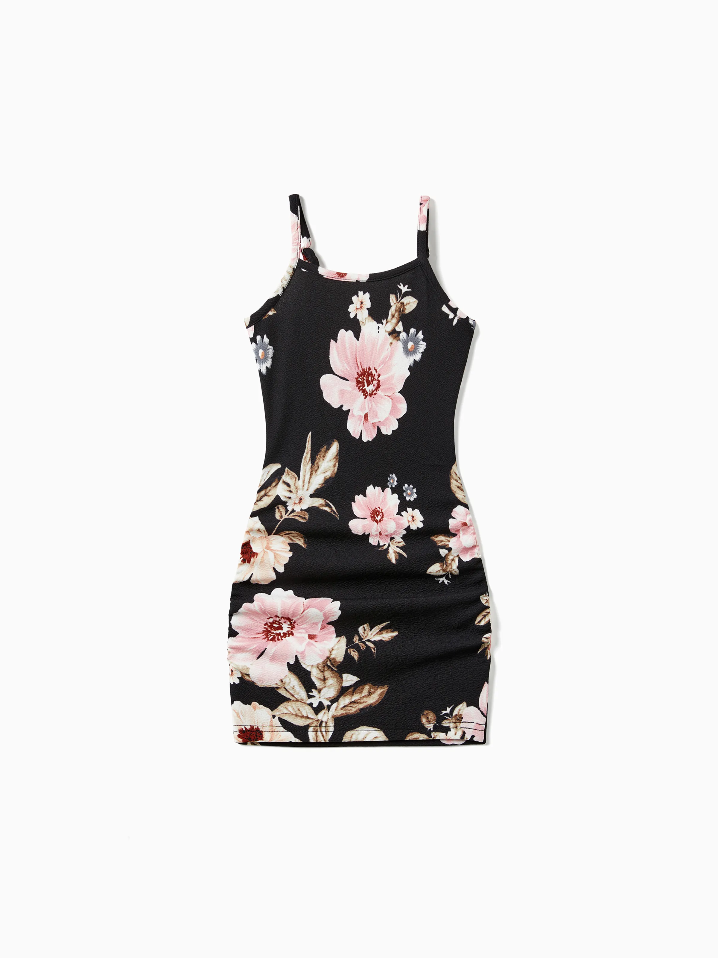 

Family Matching Floral Panel Tee and Floral Drawstring Side Bodycon Strap Dress Sets