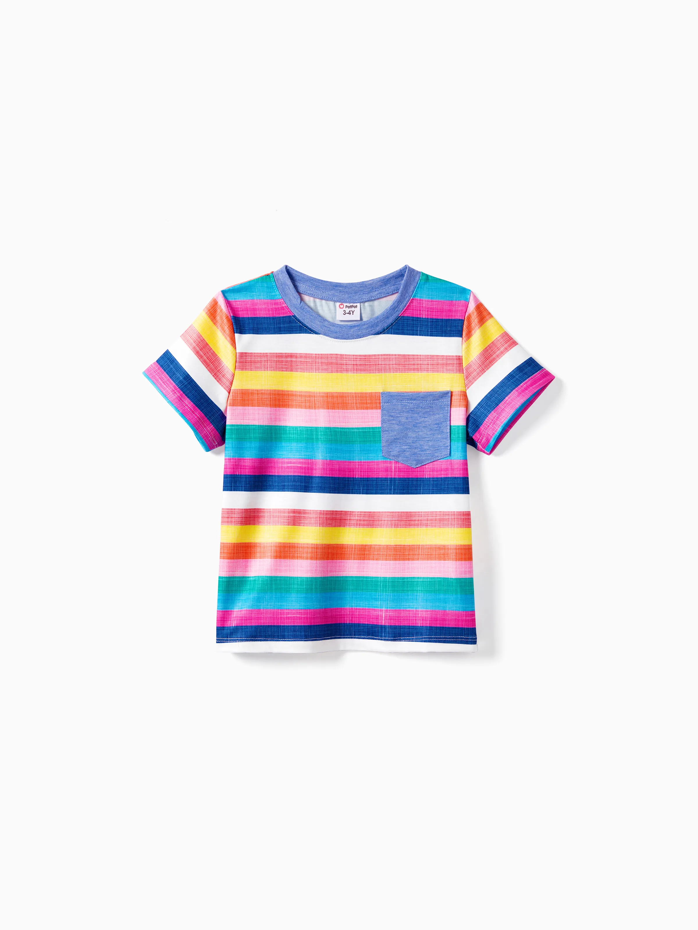 

Family Matching Multi-Color Stripe T-shirt and Ruffle Hem Button Strap Dress Sets