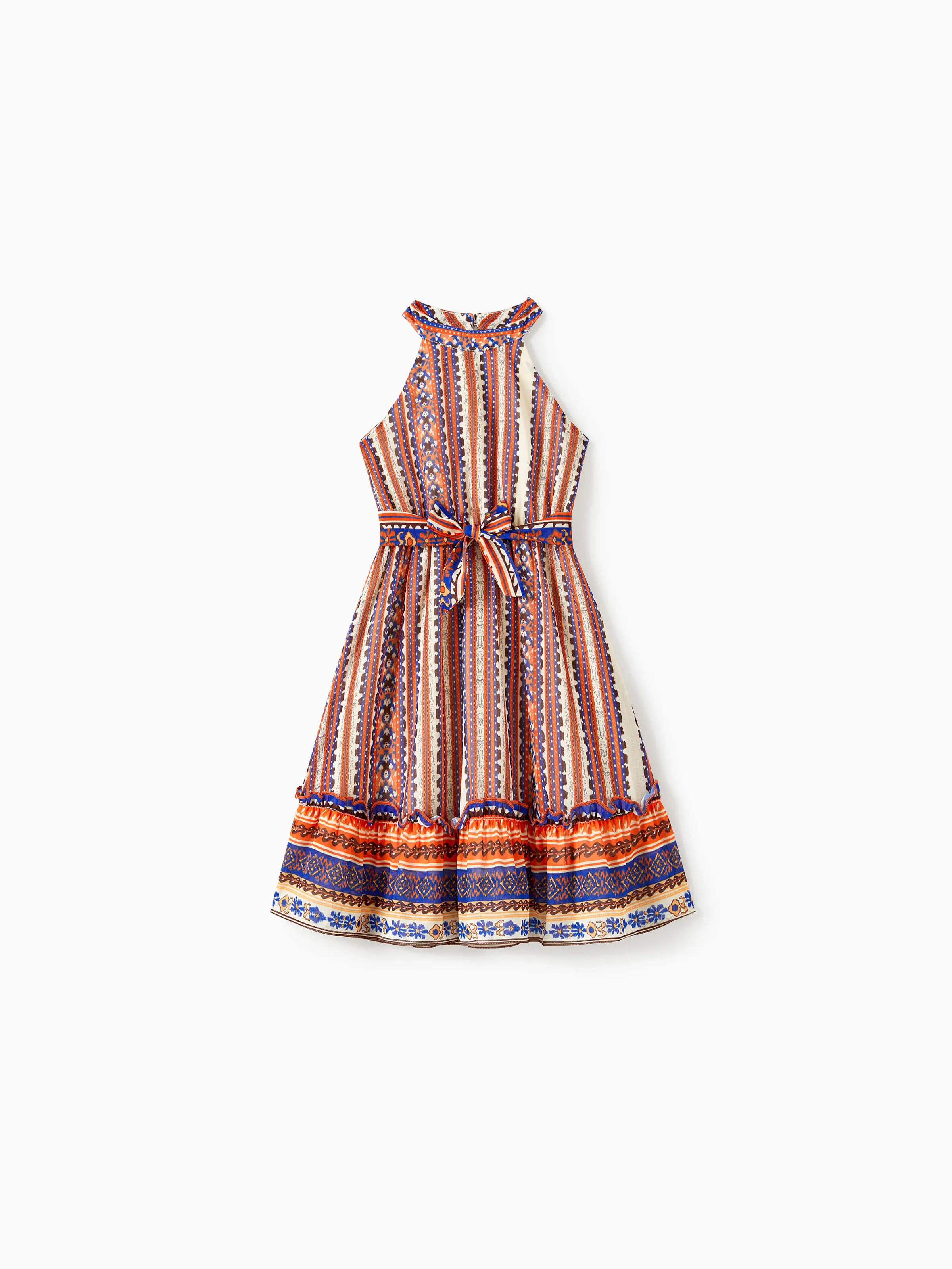 

Mommy and Me Vertical Stripe Boho Style Ruffle Hem Dress