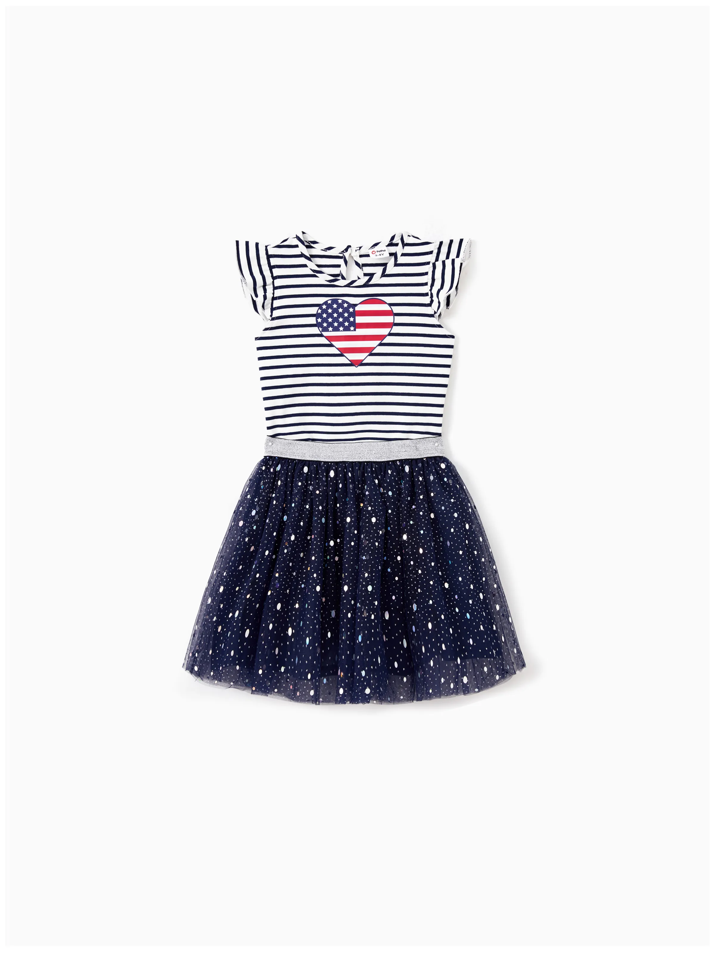 

Mommy and Me Stripe Heart Shape American Flag Tulle Sequin Dresses