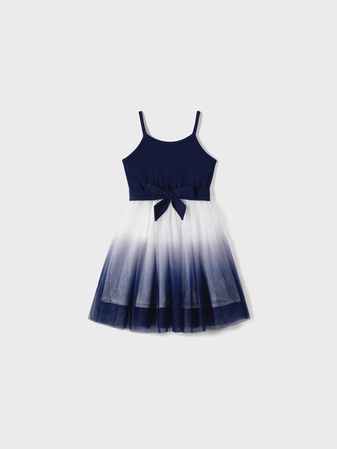 Family Matching Belted Ombre Slip Dresses and Striped Short-sleeve T-shirts Sets