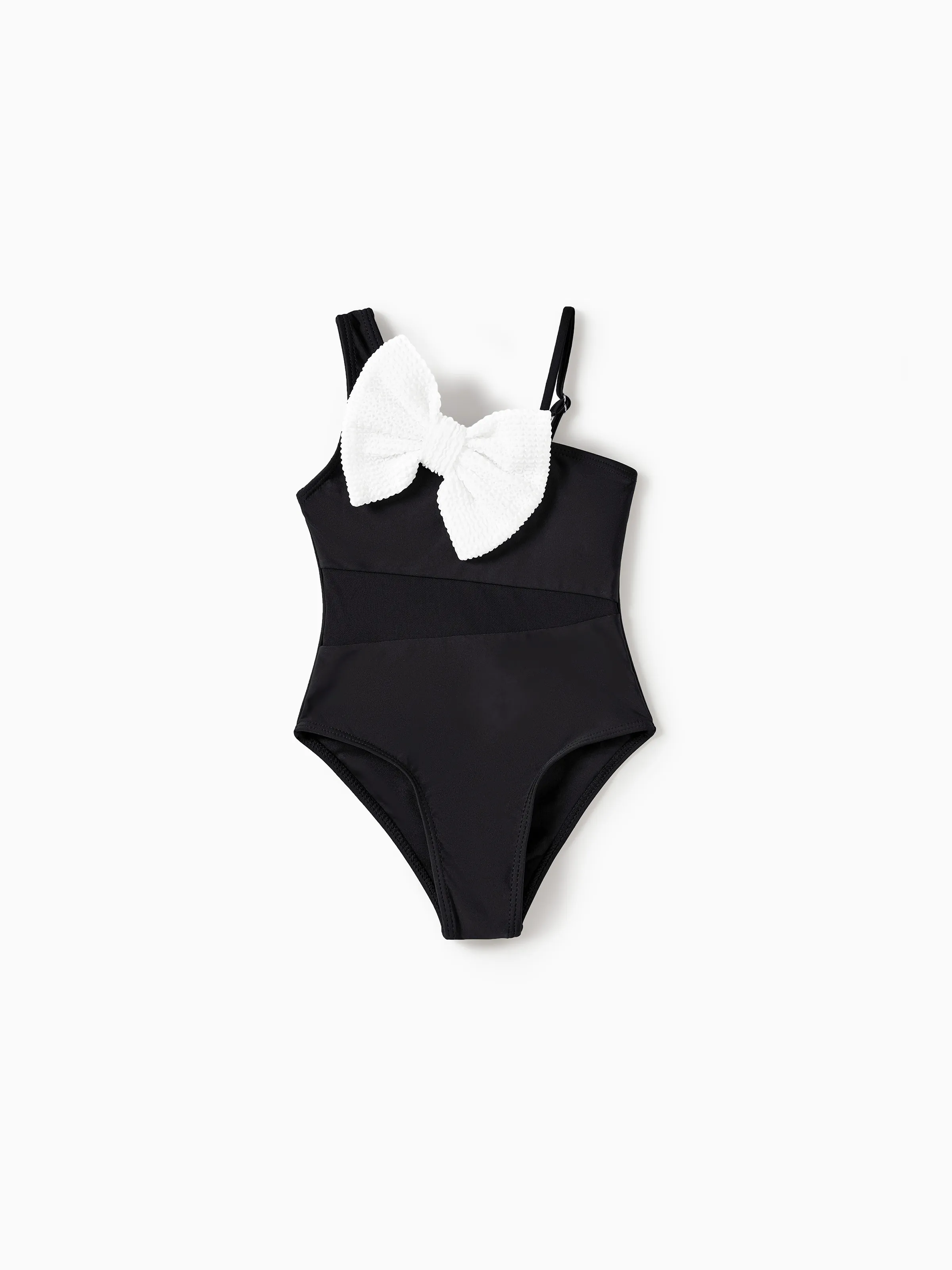 

Family Matching Black Drawstring Swim Trunks or Bow knot One-Piece Strap Swimsuit