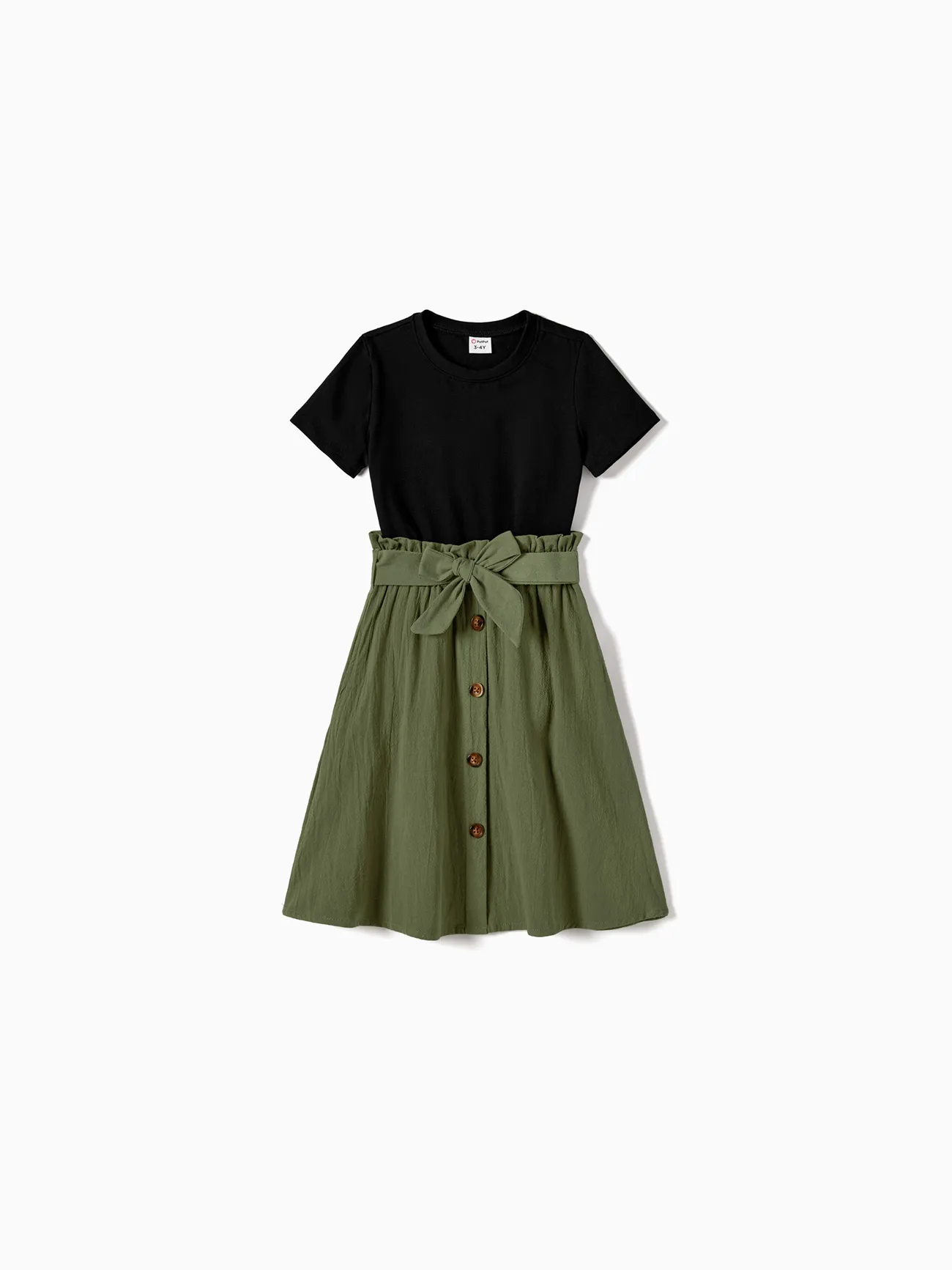 Family Matching Sets Two Tone Short-sleeve Belted Co-ord Set or Color Block T-shirts