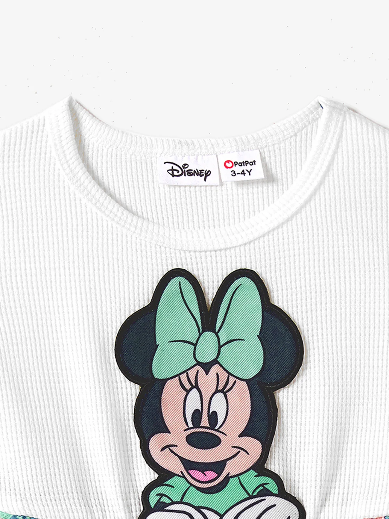 Girl - Disney Family Shirts with Tropical Botanical Print -Mickey & Minnie Mouse T-Shirts (Waffle Fabric) - greenwhite - image 8