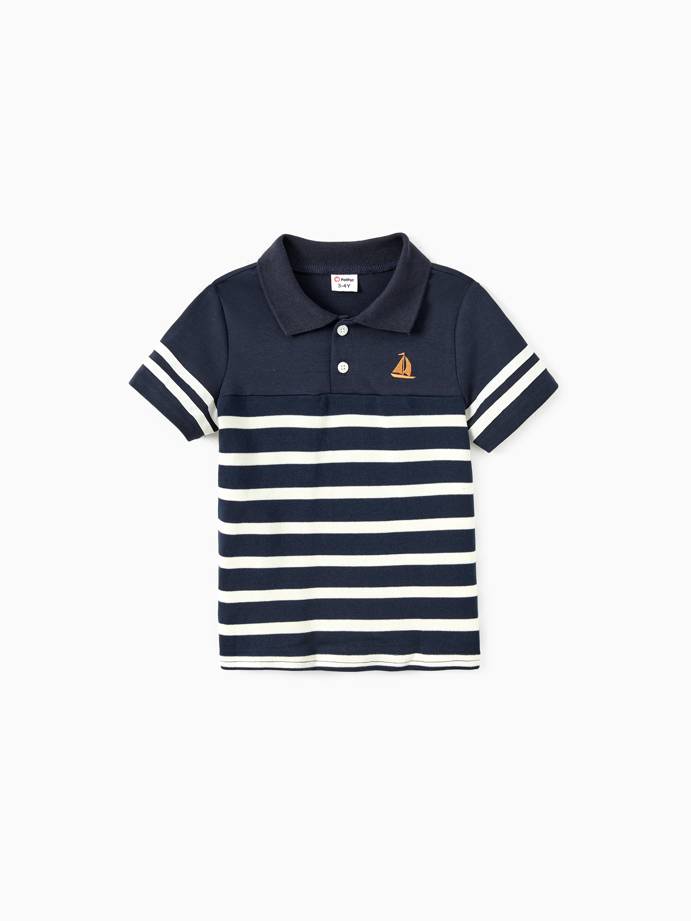 

Family Matching Sets Preppy Style Cotton Striped Polo Shirt or Henley Neck Button Up H-Line Dress