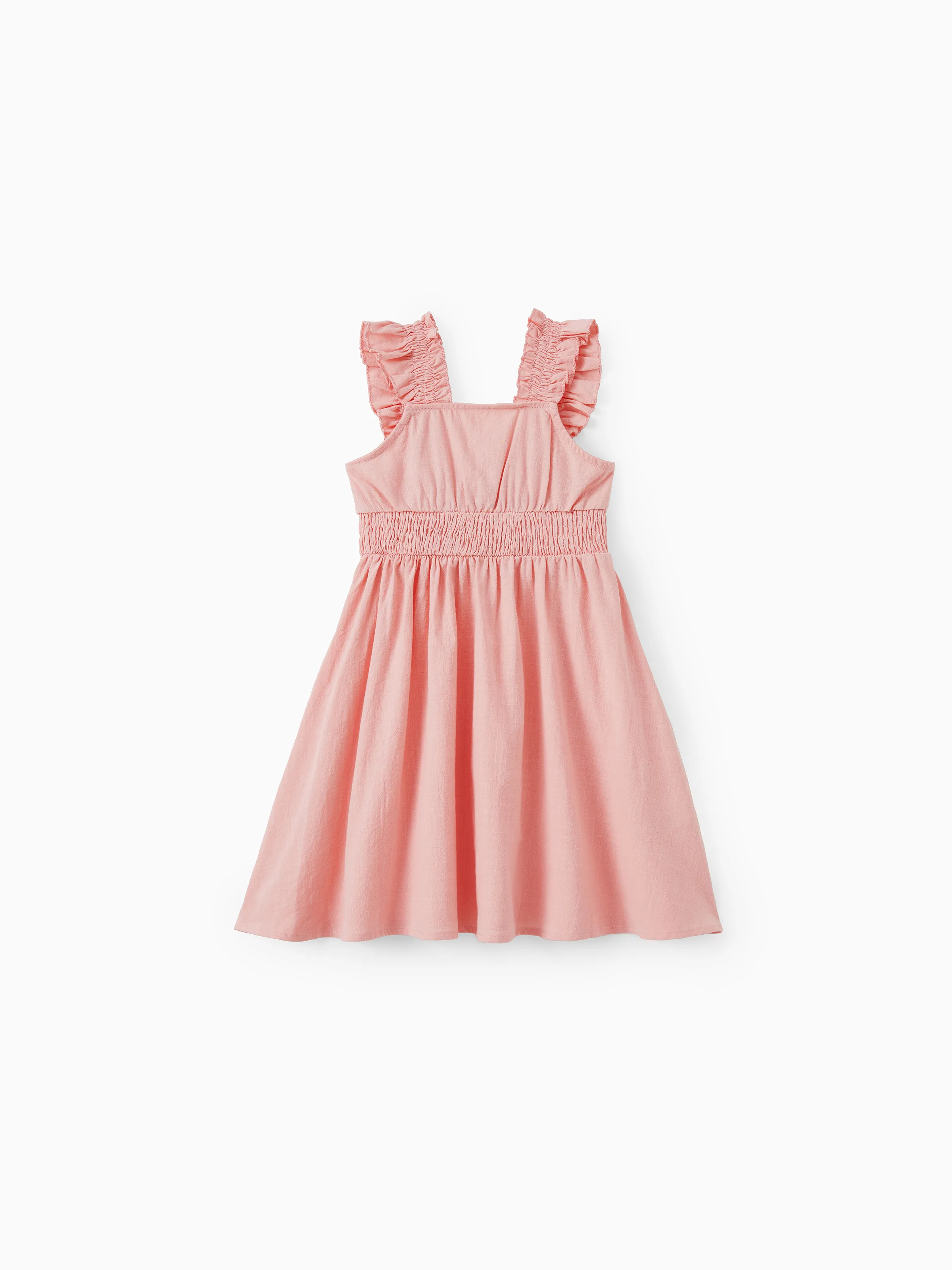 

Family Matching Sets Color Block Polo Shirt or Pink Shoulder Tie Shirred Waist A-Line Dress
