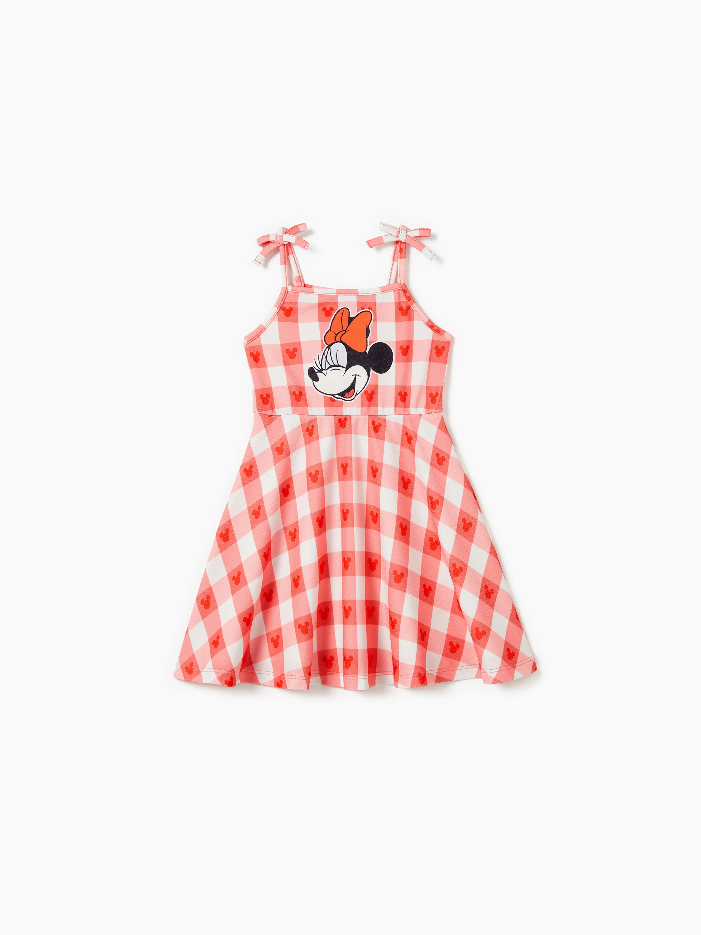 

Disney Mickey and Friends Family Matching Cotton Grid/Houndstooth Character Print Tee/Sleeveless Dress