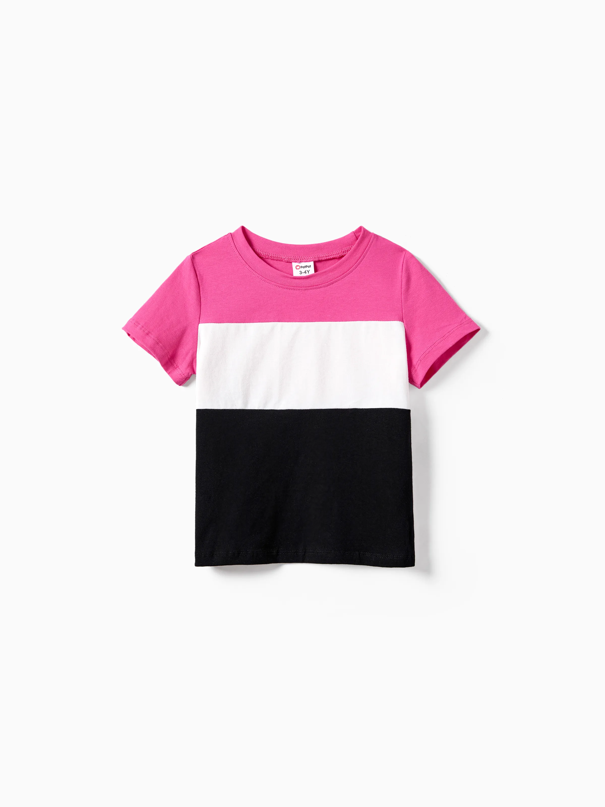 

Family Matching Colorblock T-shirt and Hot Pink Button Neck-Tie Strap Dress Sets