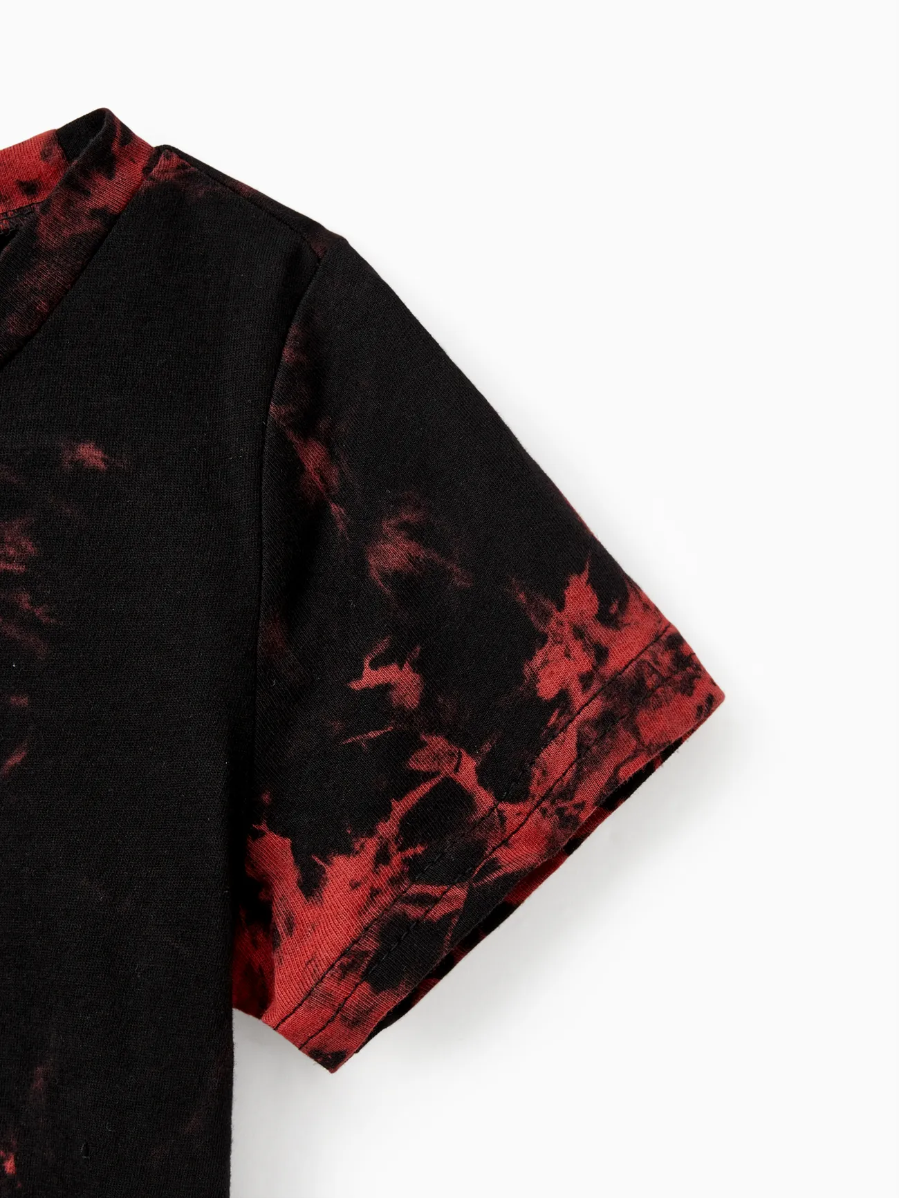 Girl - Family Tie-Dyed Cotton Casual Romper with Snaps - redblack - image 10