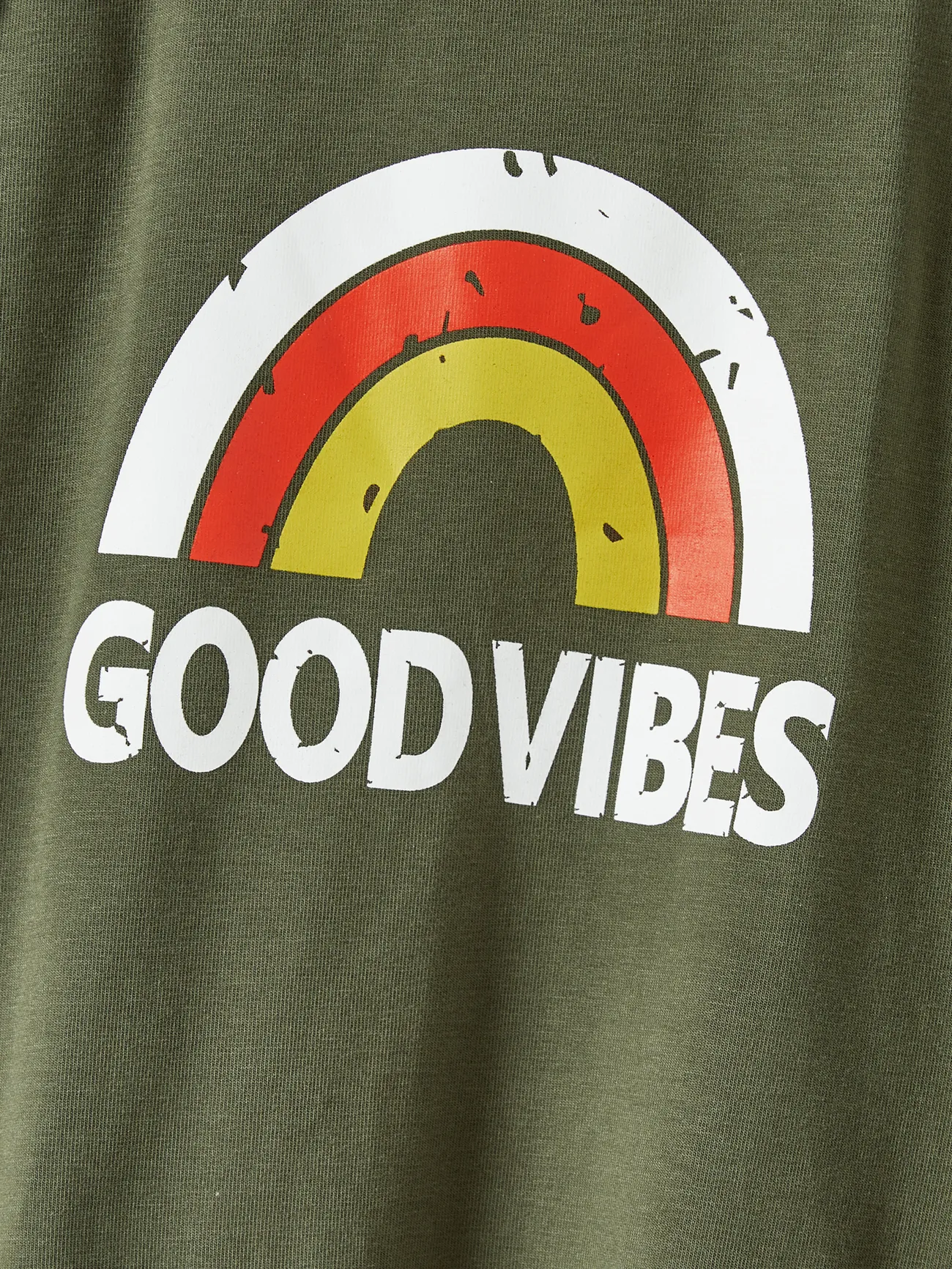 Girl - Mommy and Me Rainbow Graphic 'GOOD VIBES' Front Dress with Pockets - Army green - image 10