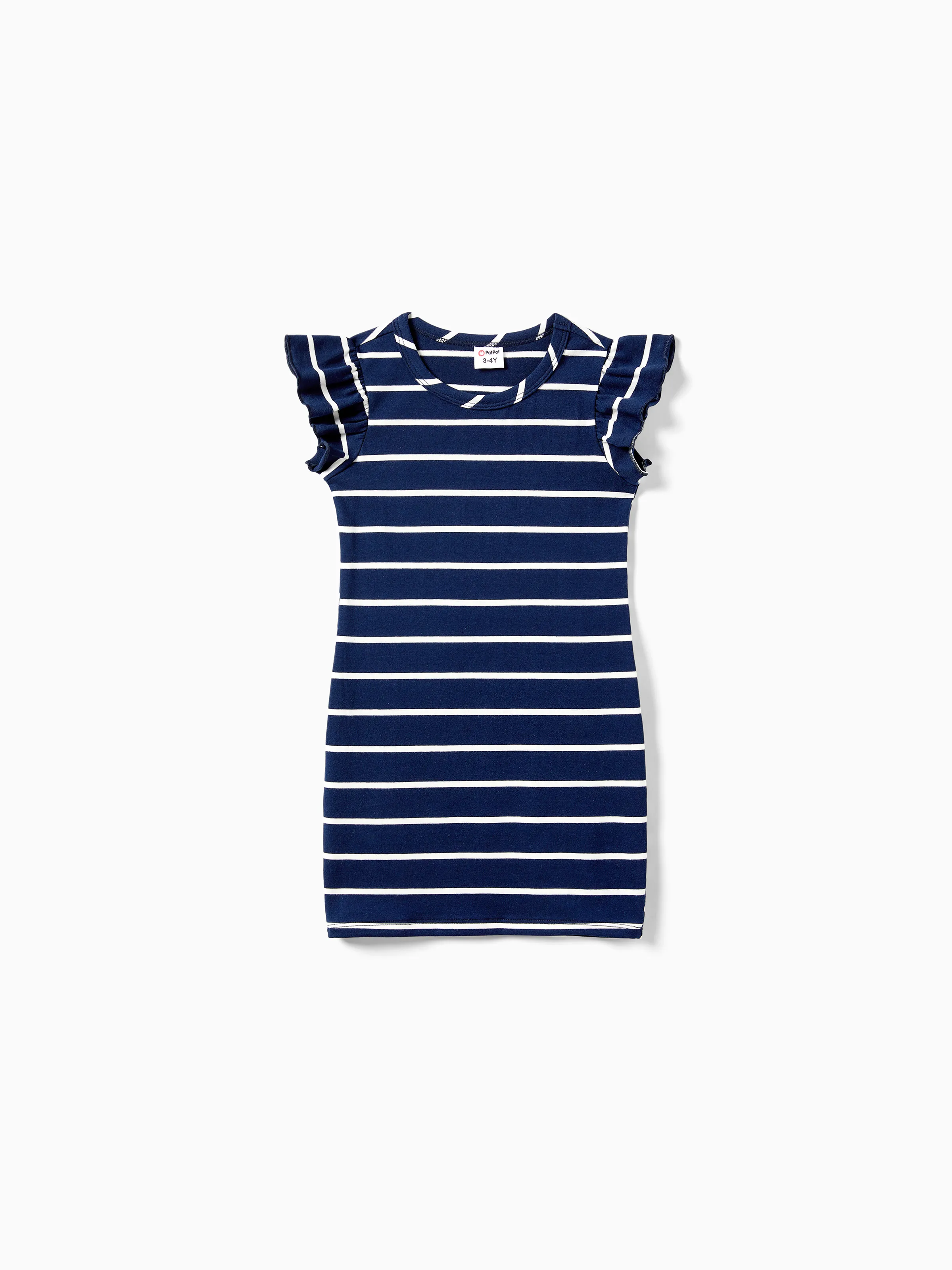 

Family Matching Stripe T-shirt and Stripe Cotton Crisscross Bodycon Knitted Off-Shoulder Dress Sets