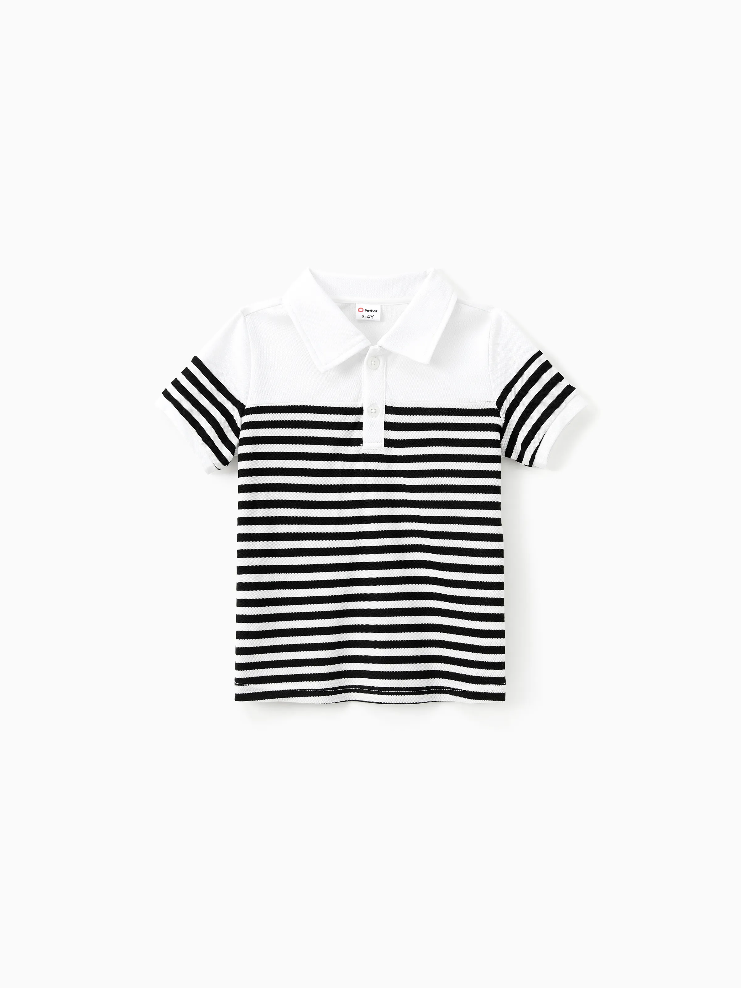 

Family Matching Sets Striped Color Block Polo Shirt or A-Line V-Neck Short Sleeves Dress