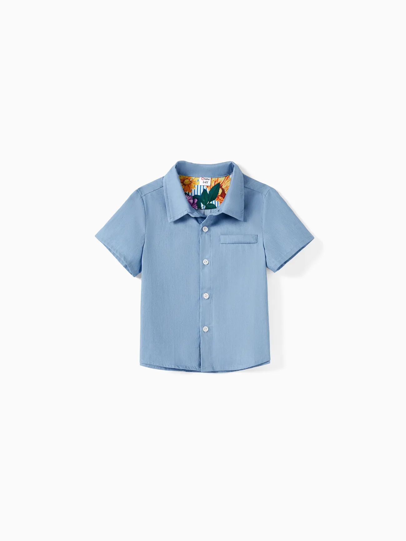 Boy - Family Matching Resort Wear - Denim Blue Shirt and Floral Print Shirred Dress - DENIMBLUE - image 15