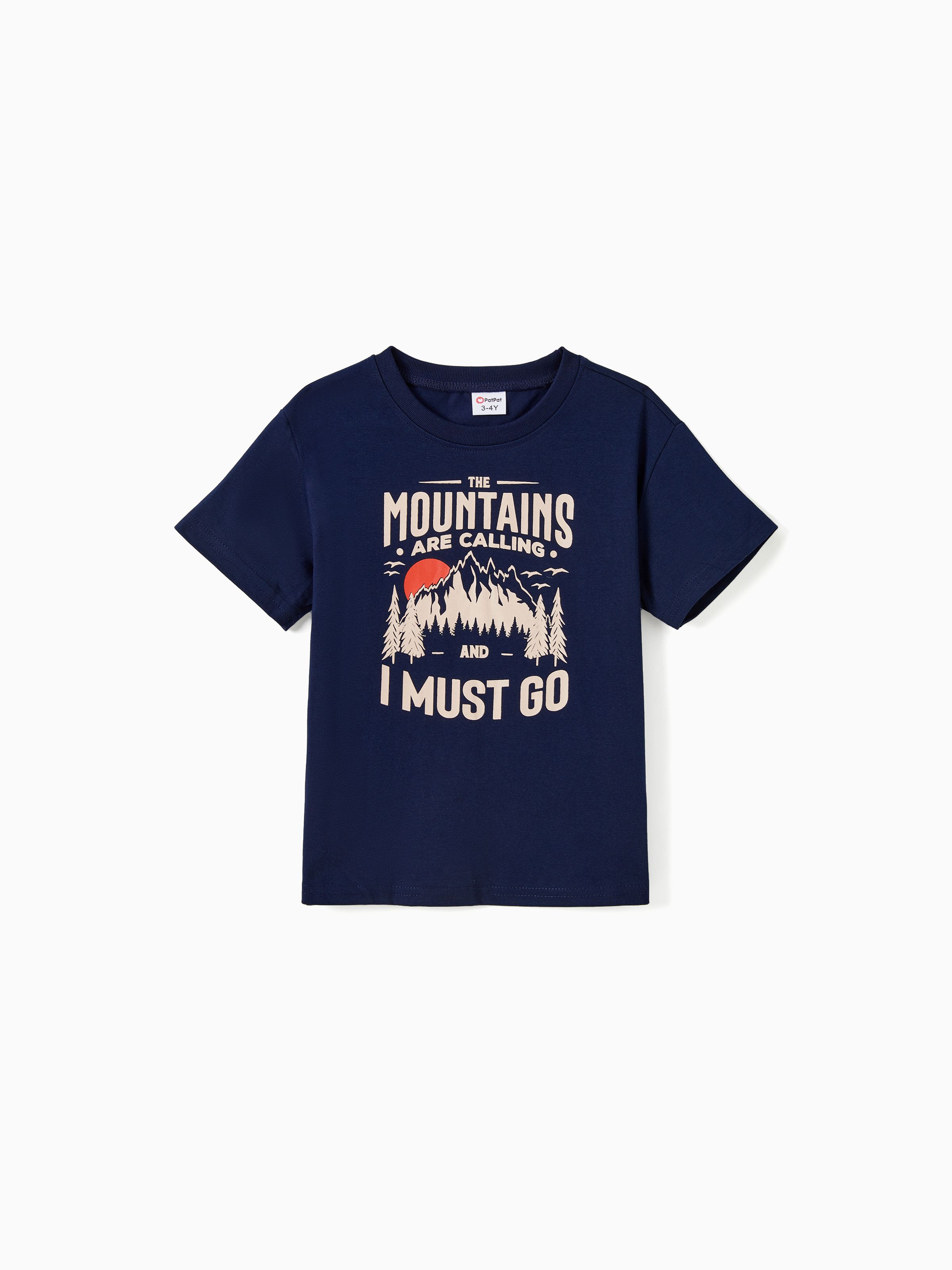 

Quick-Dry Family Matching Mountain Graphic Slogan Print Oversize Tee or Flowy Strap Dress with Pockets