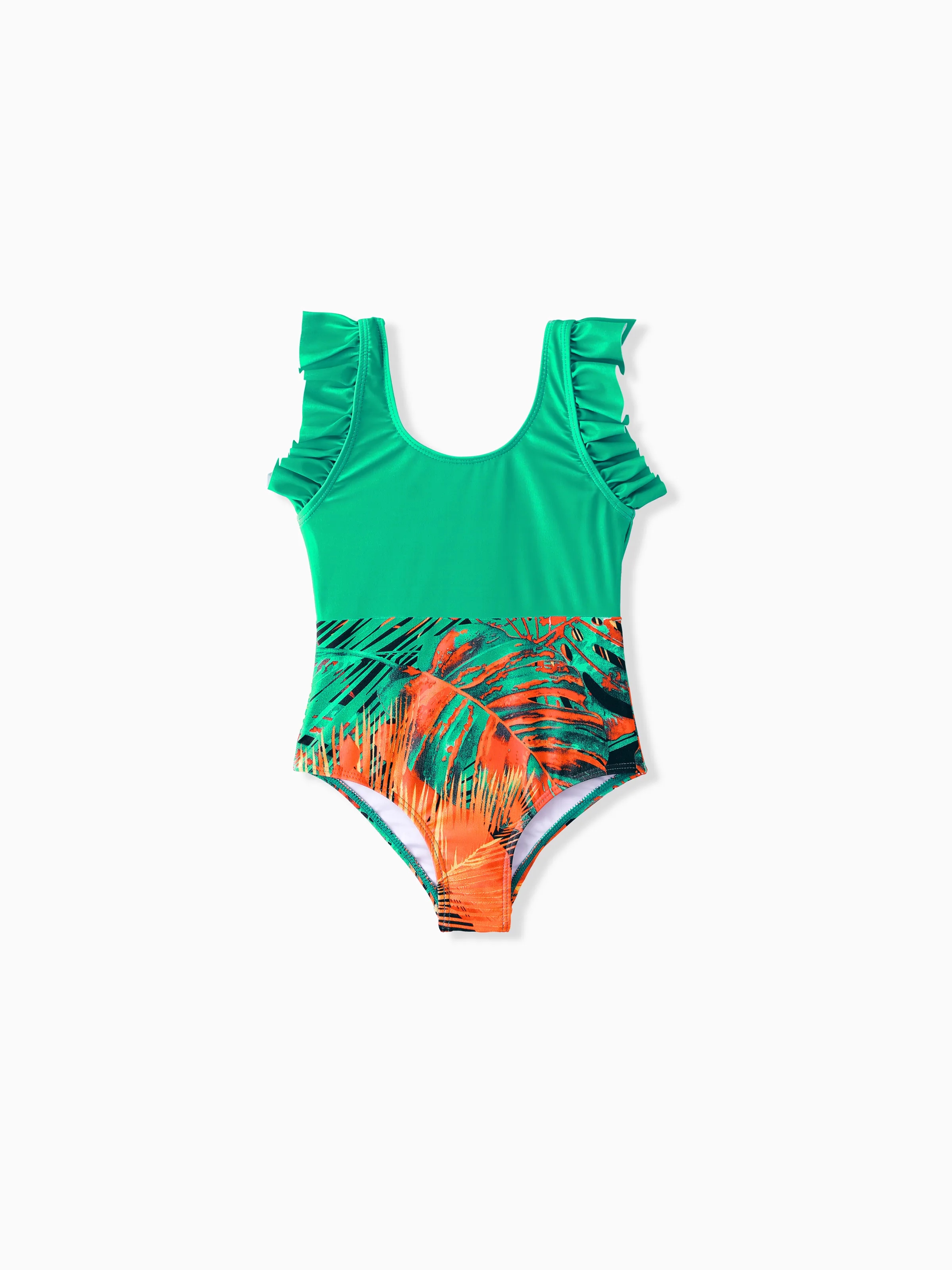 

Family Matching Tropical Leaf Printed One-Piece Swimwear or Drawstring Swim Trunks