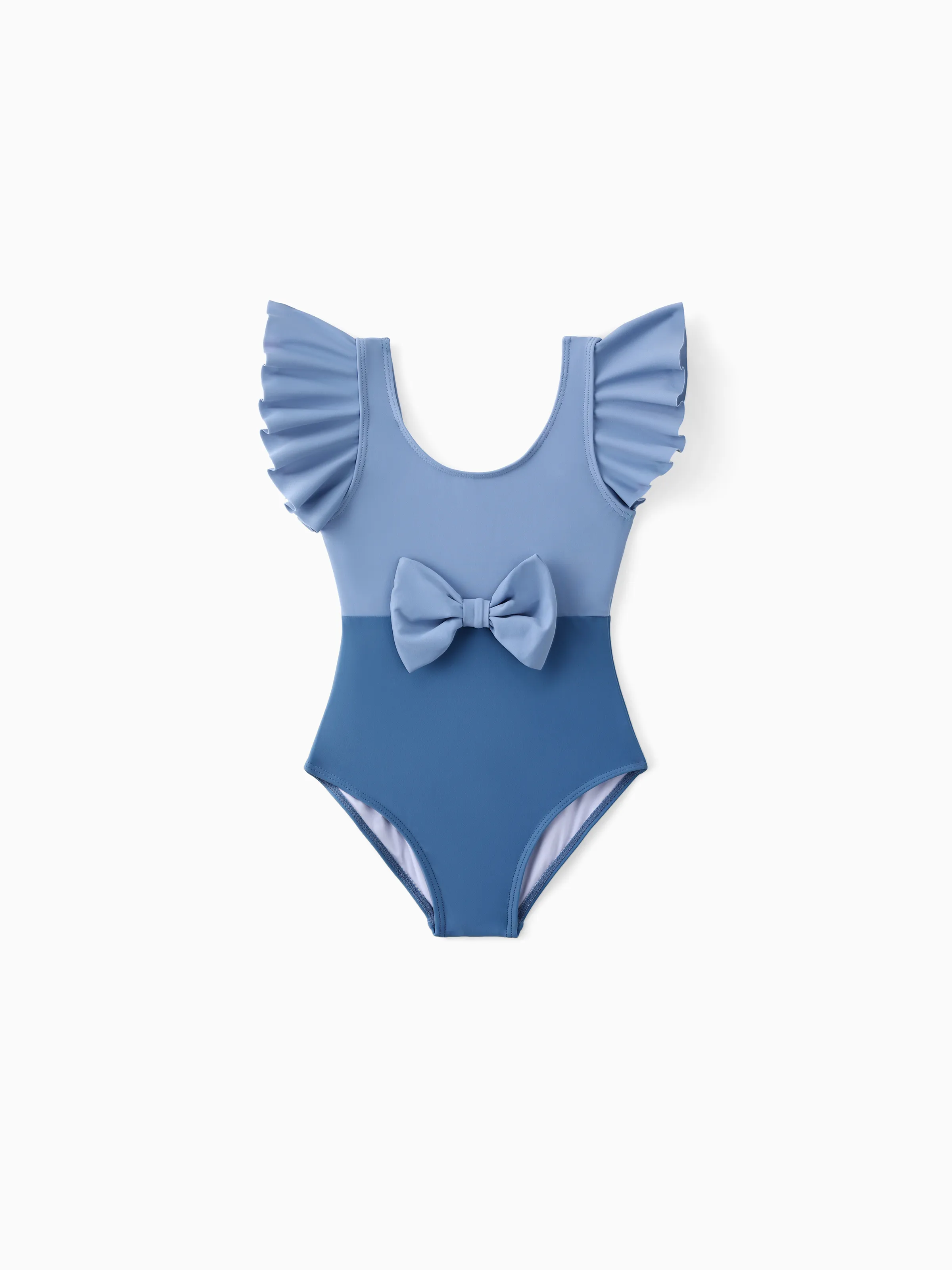 

Family Matching Color Block Drawstring Swim Trunks or Big bow Strap Bikini