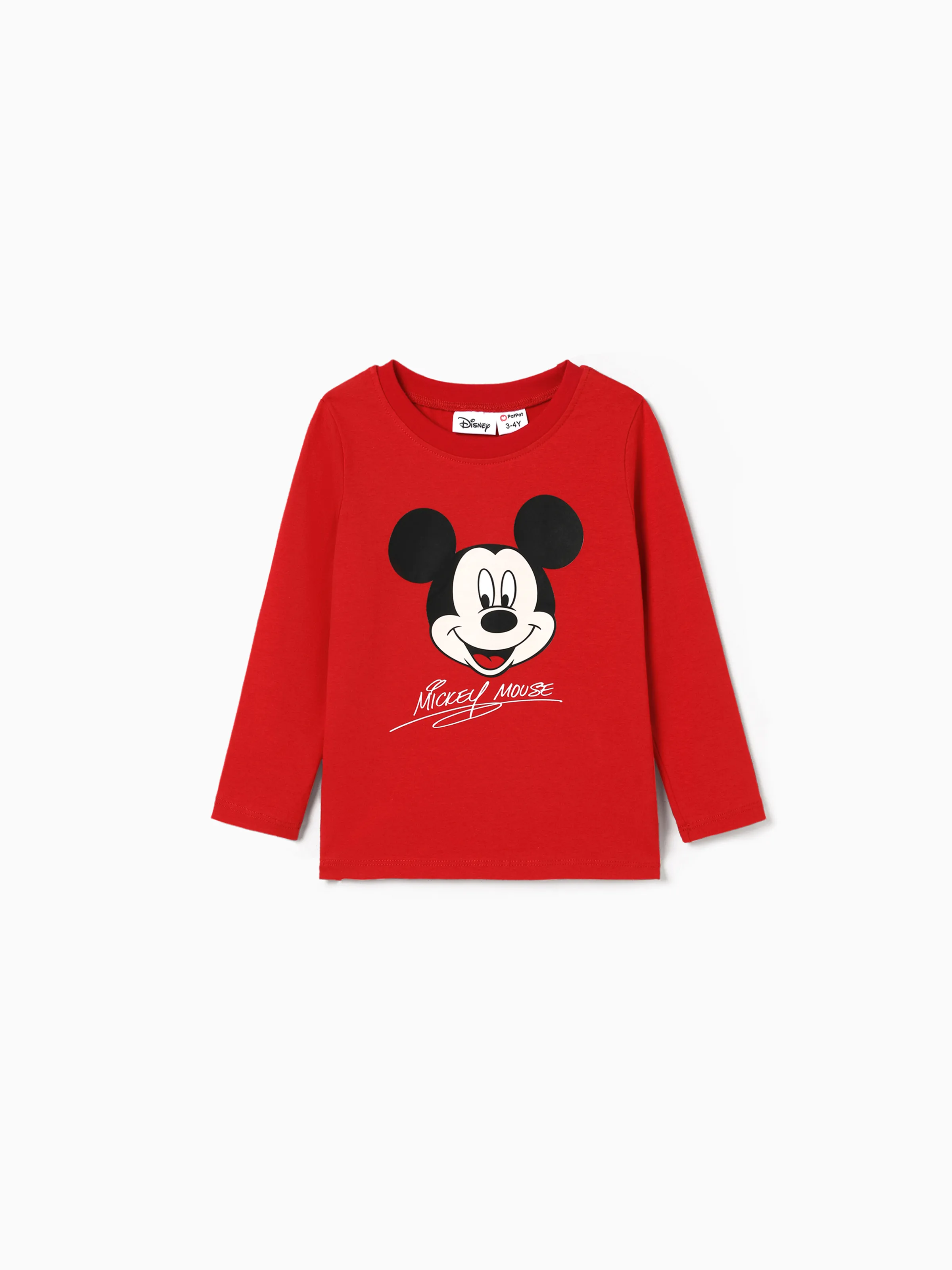 

Disney Mickey and Friends Family Matching Character Print Polka Dots Long-sleeve Red Dress or Cotton Top