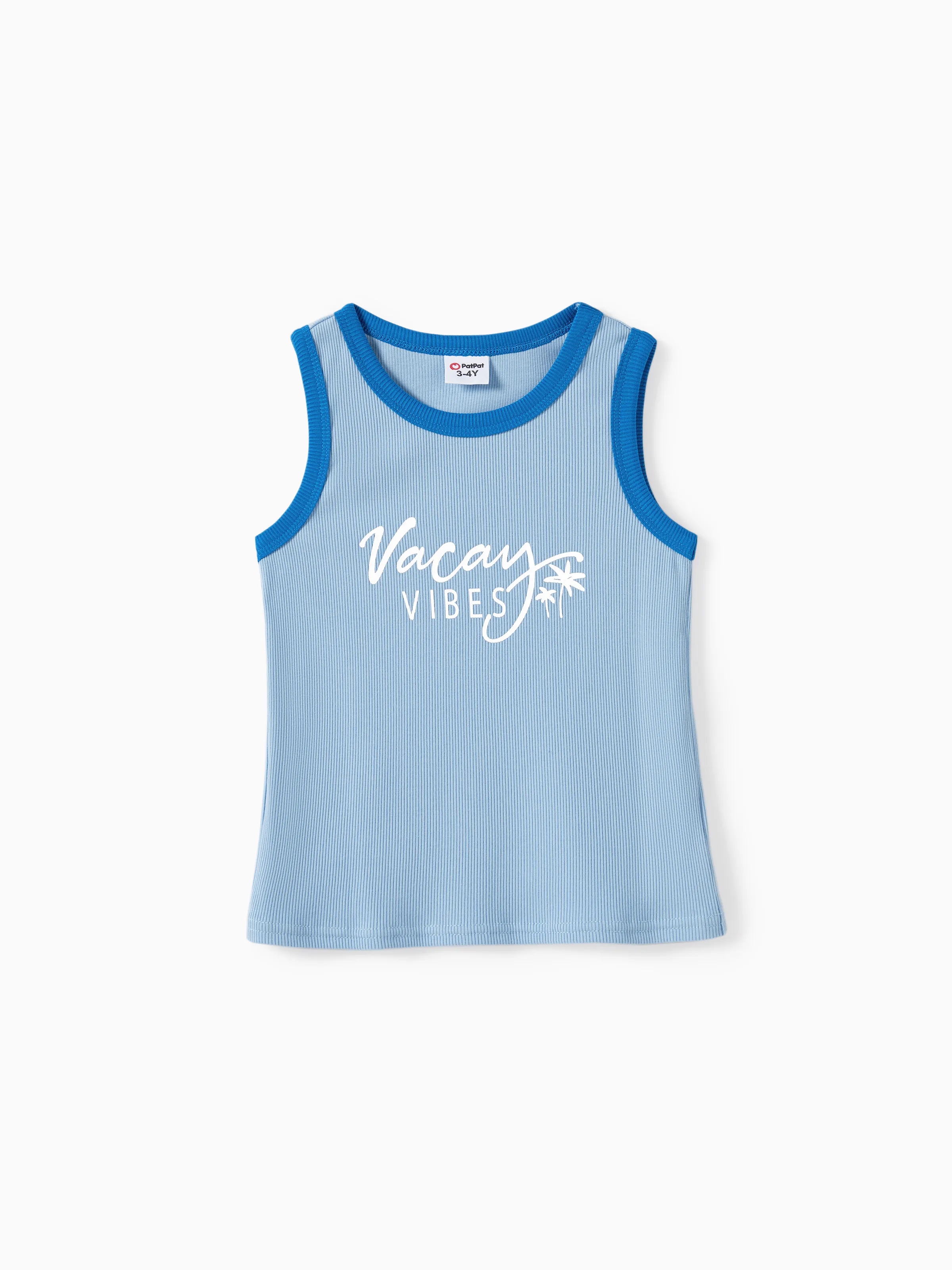 

Mommy and Me Matching Vacation Vibe Light Blue Sleeveless Ribbed Tank Top