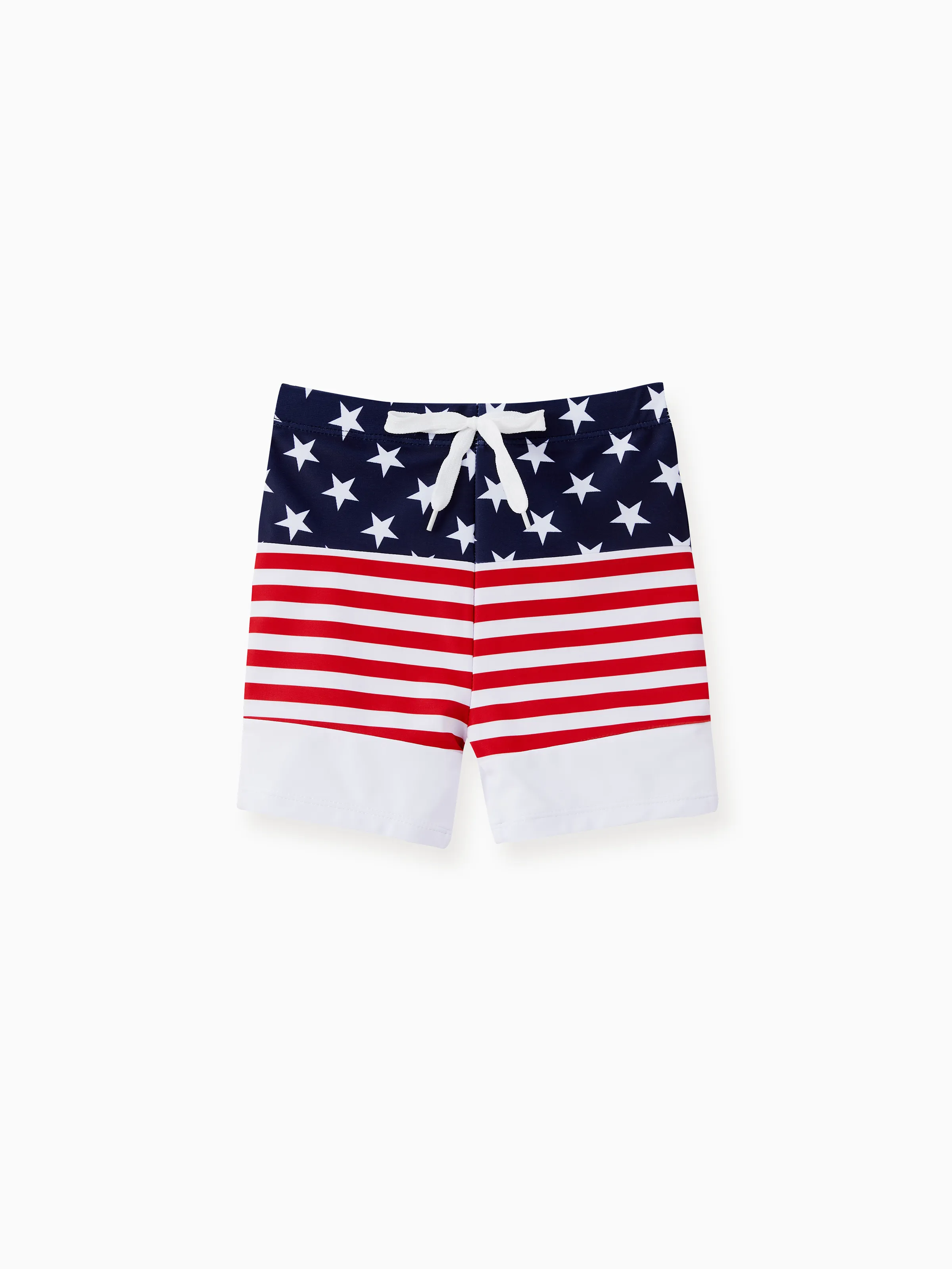 

Independence Day Family Matching Color Block Drawstring Swim Trunks or American Flag One Shoulder Tie Waist One-Piece Swimsuit