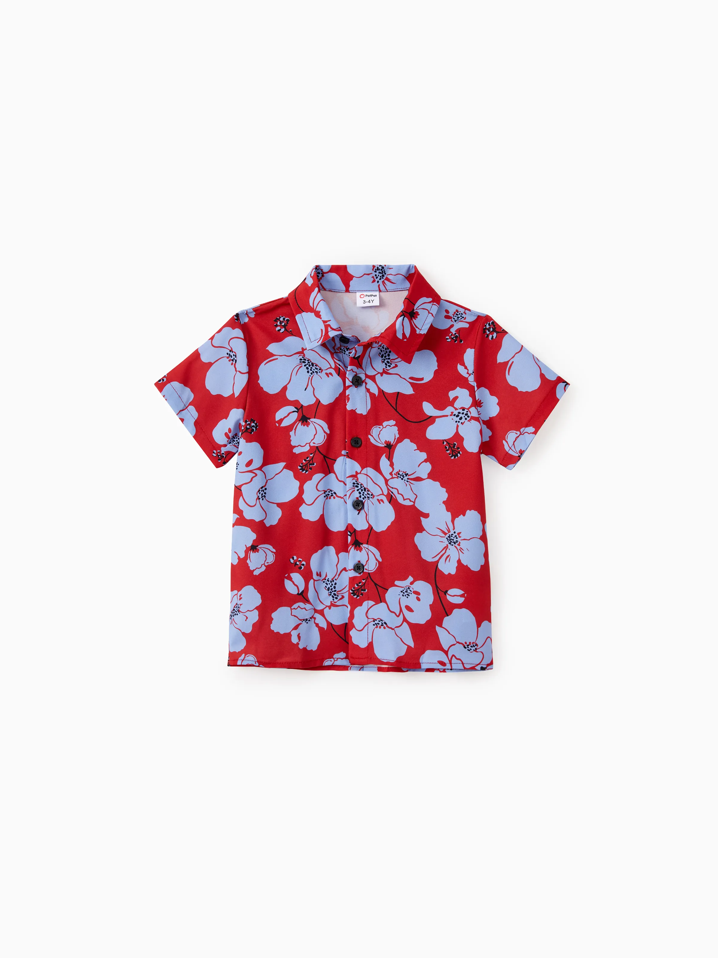 Conjuntos familiares a juego Camisa de playa con estampado floral o vestido con correa fruncida en la cintura con cordón en la parte delantera