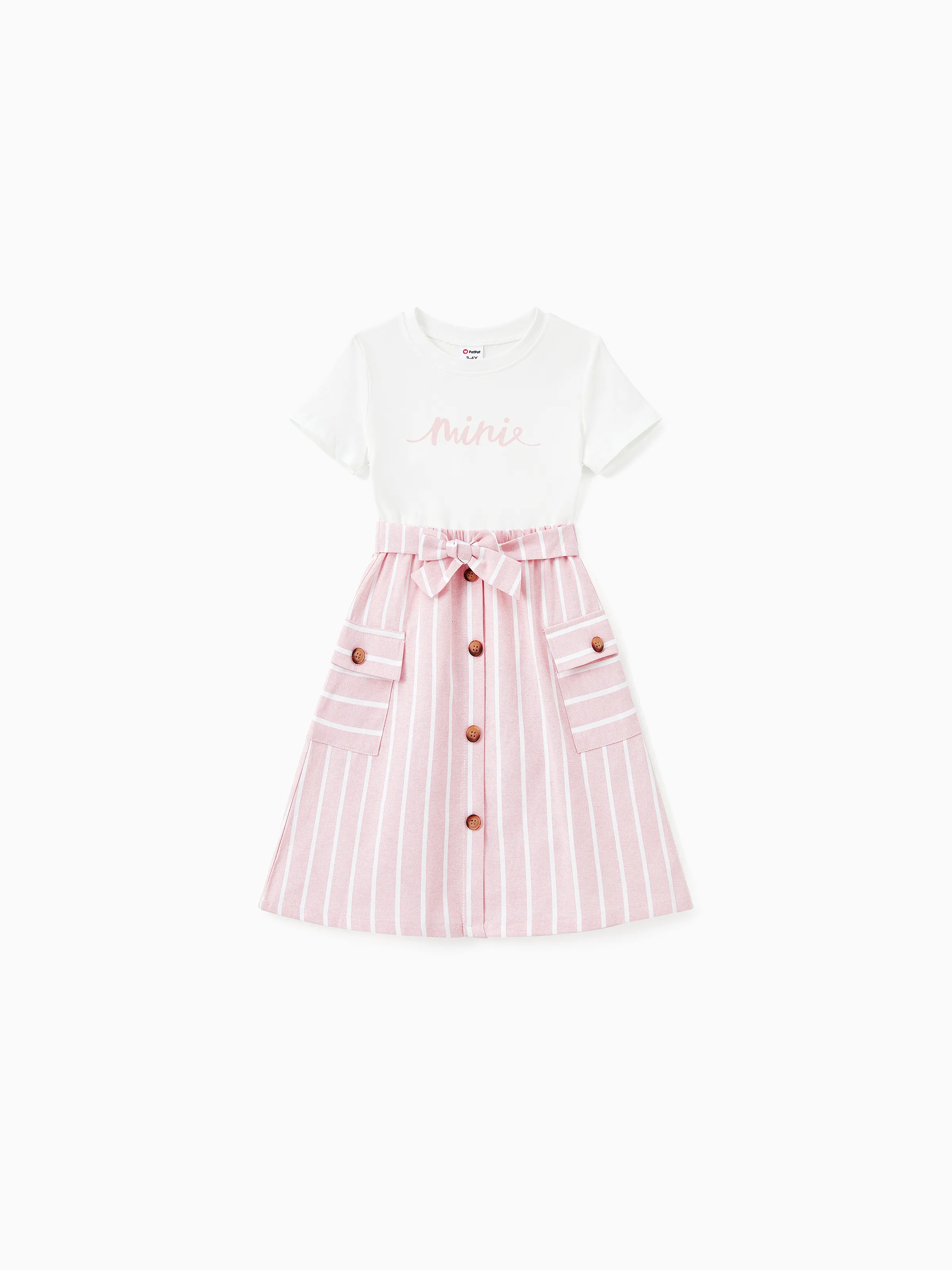 

Family Matching Sets Light Pink Striped Shirt or Belted Button Co-ord Set With Pockets