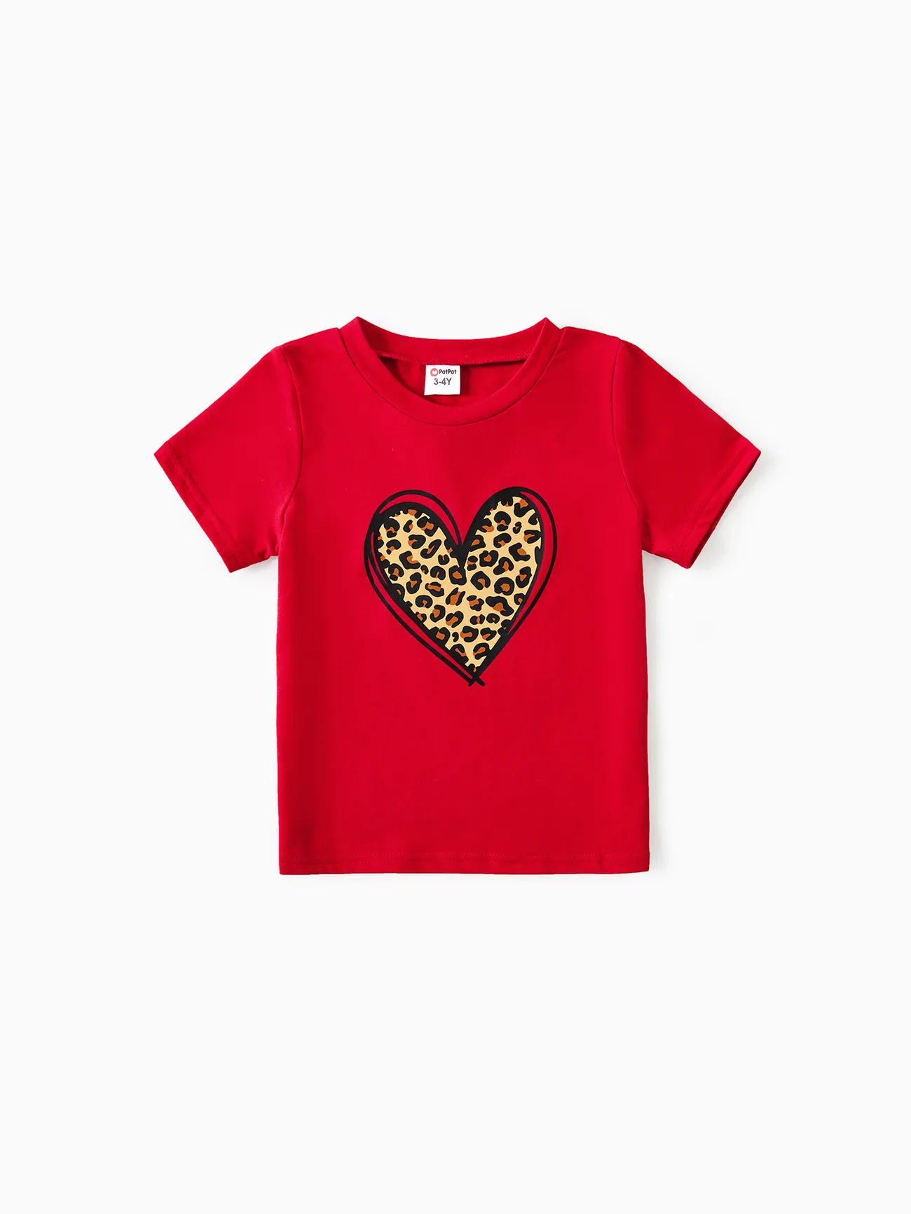 Girl - Mommy and Me Leopard Heart T-shirts Red (Cotton) - Red - image 6