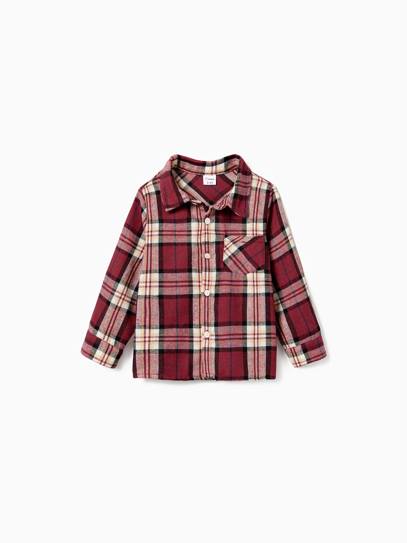 

Family Matching Casual Long-sleeve Grid/Houndstooth Patch Pocket Shirts and Fabric Splicing Belted Dresses Sets