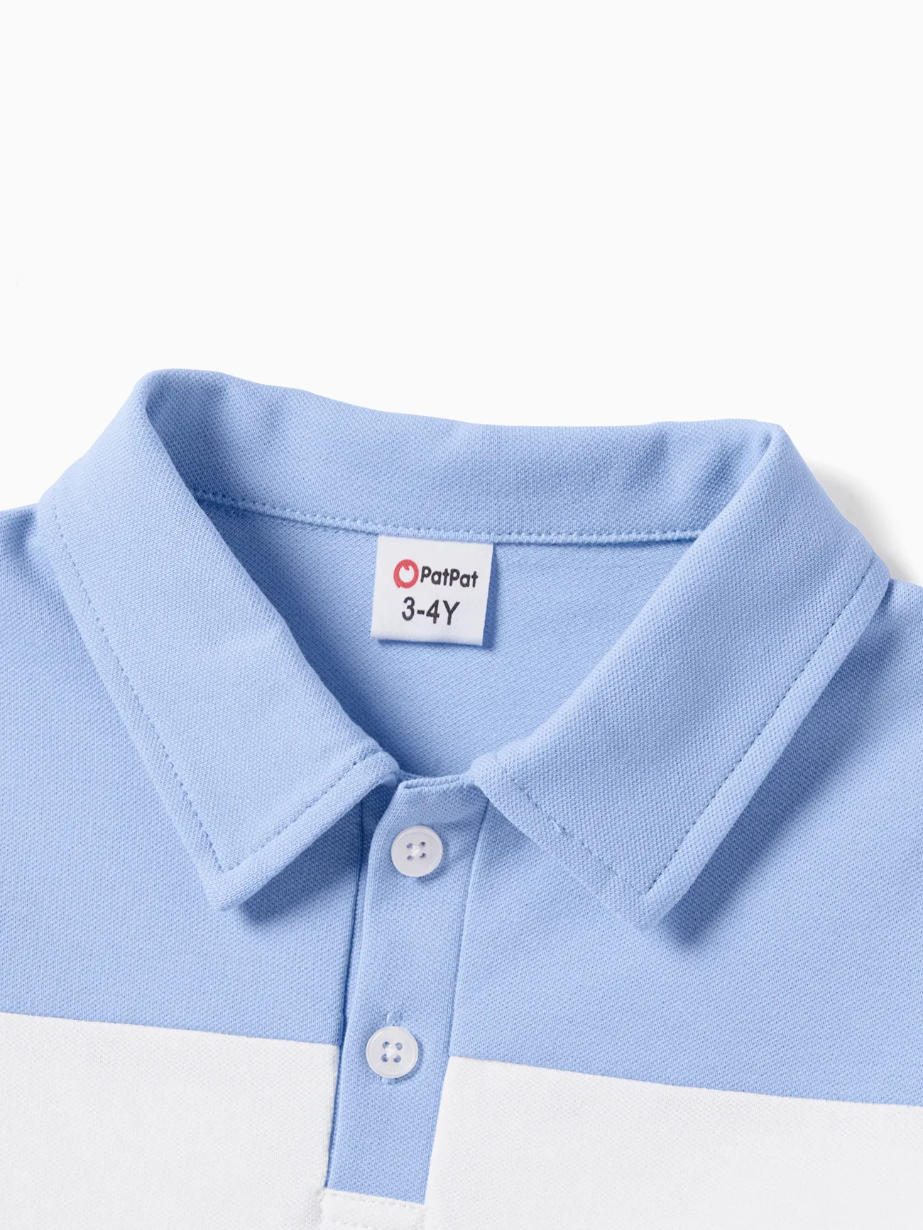 Boy - Family Matching Colorblock Polo Shirt and Shirred Cross Front Bodice Off-Shoulder Dress Sets - Blue - image 17