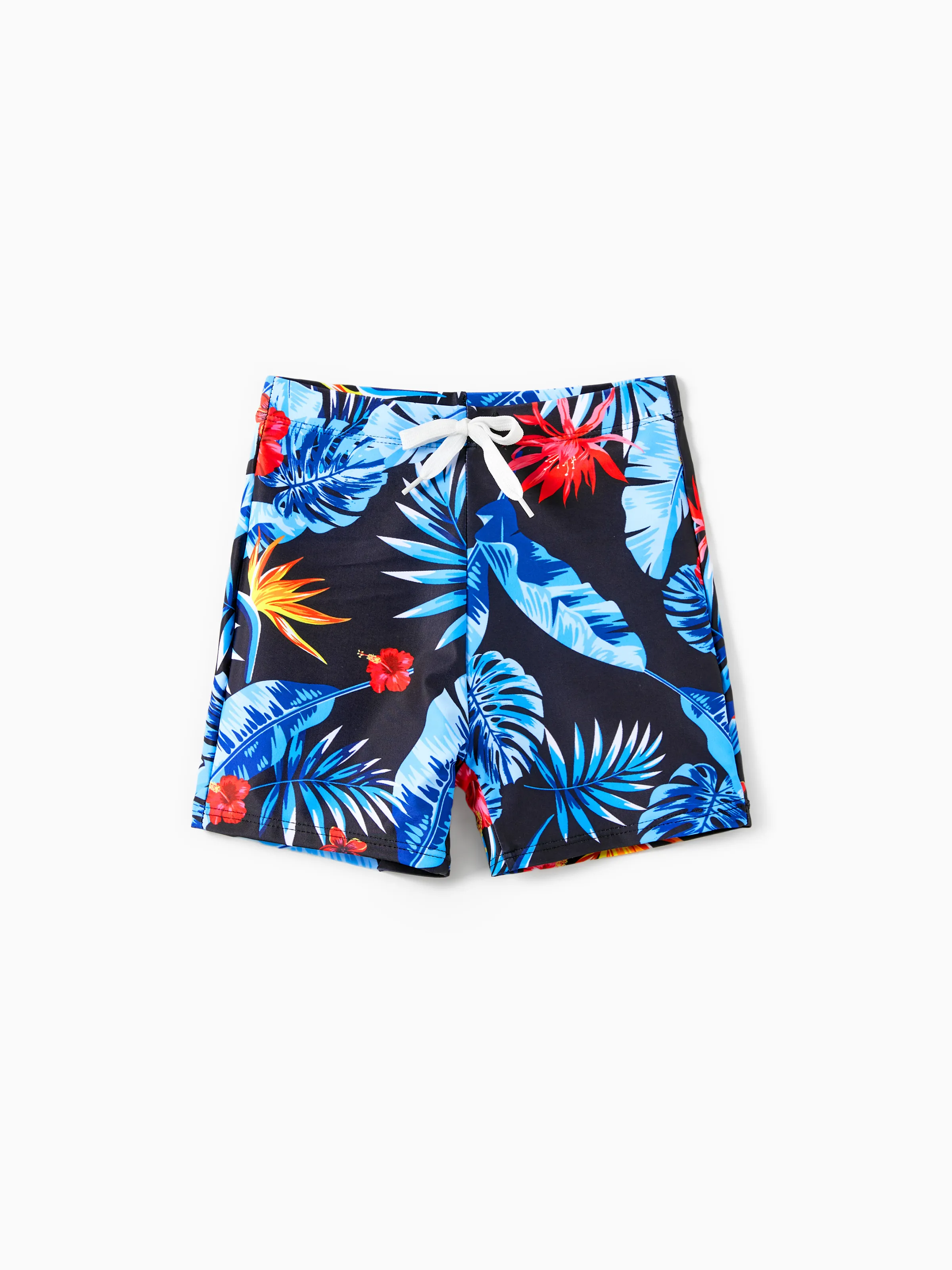 

Family Matching Floral Drawstring Swim Trunks or Mesh Cross Strap One-Piece Swimsuit