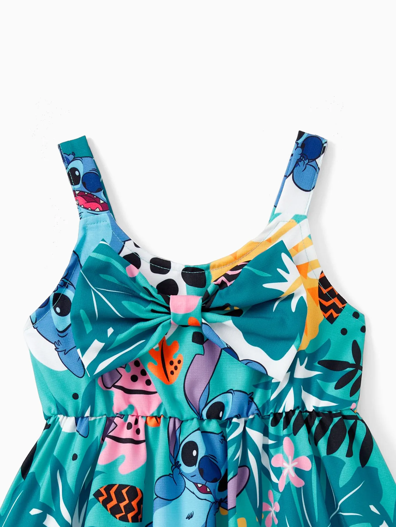 Girl - Disney Stitch Tee Shirts(Cotton)/ Dresses for Family - Tropical Flower and Plant Hawaii Style - Green - image 8