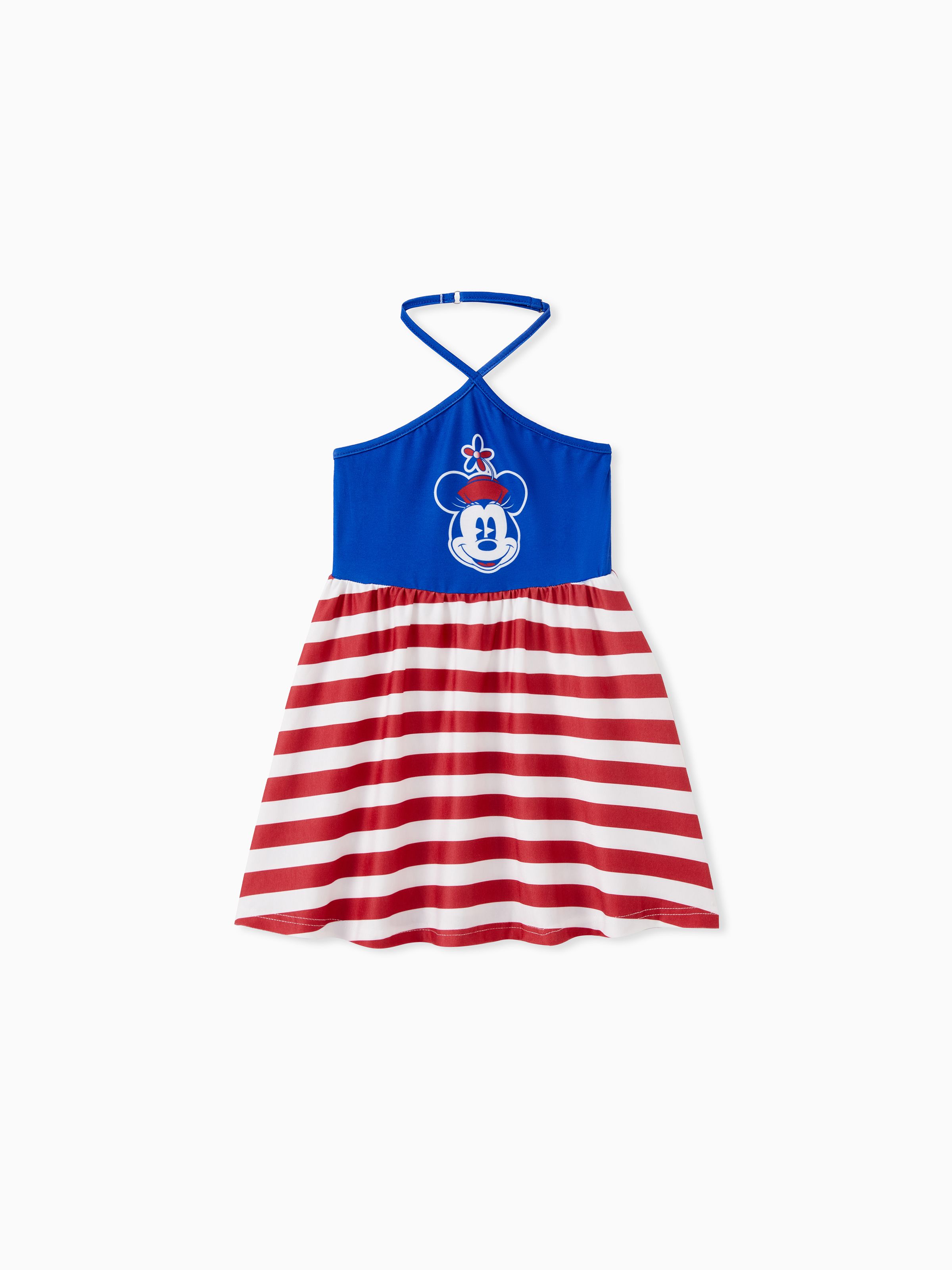 

Disney Mickey and Friends Family Matching Independence Day Mickey Character Striped Pint Sleeveless Dress/Tee/Onesie