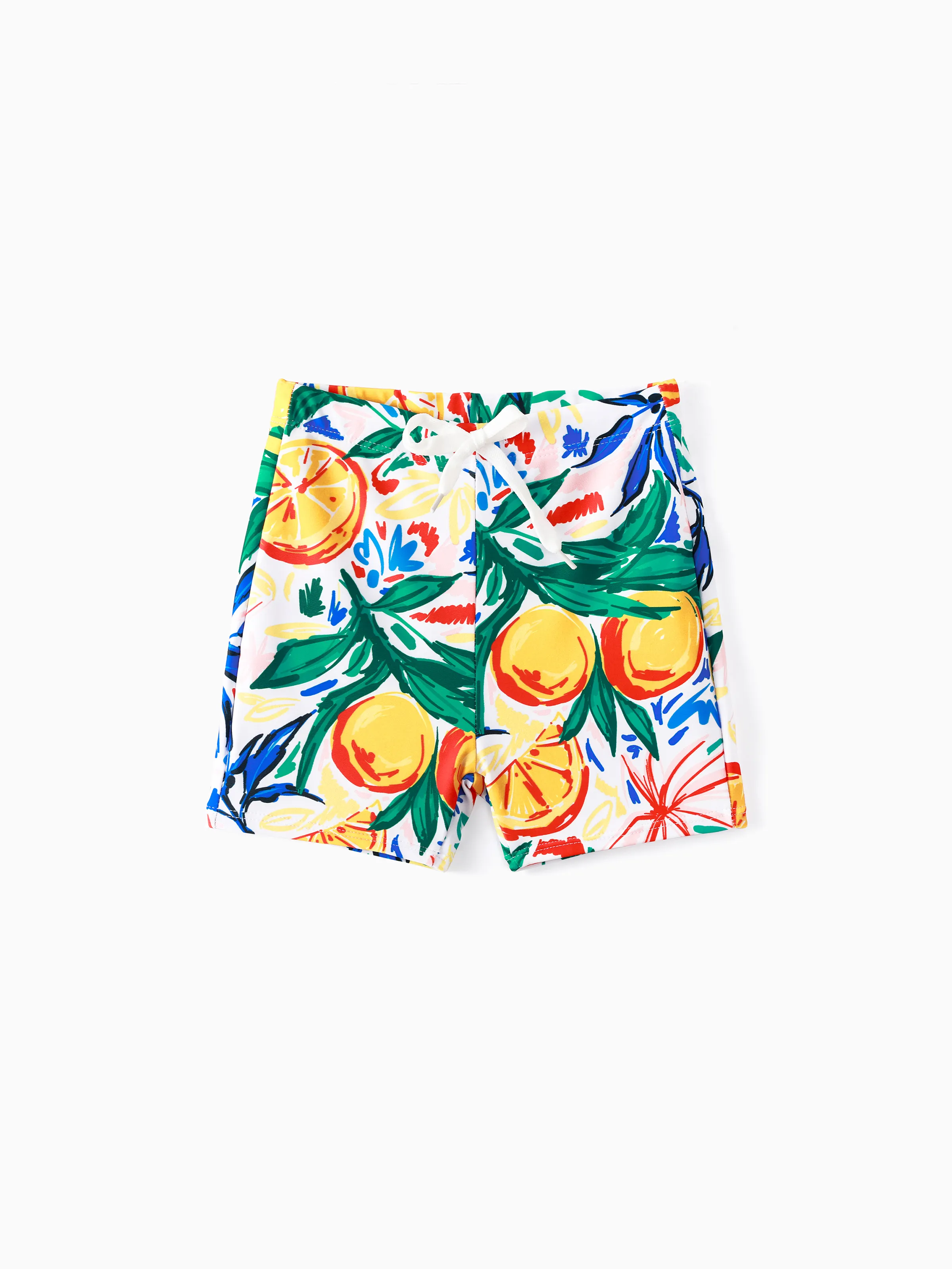 

Family Matching Orange Printed Drawstring Swim Trunks or Ruffle Sleeves Cross Bikini