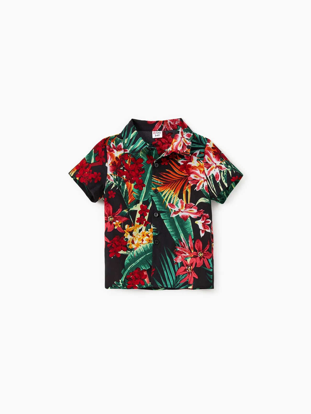 Boy - Black Matching Family Tropical Vacation Sets - Plant Floral Print Shirts and Dresses for Hawaii/Cruise/Resort - Black - image 17