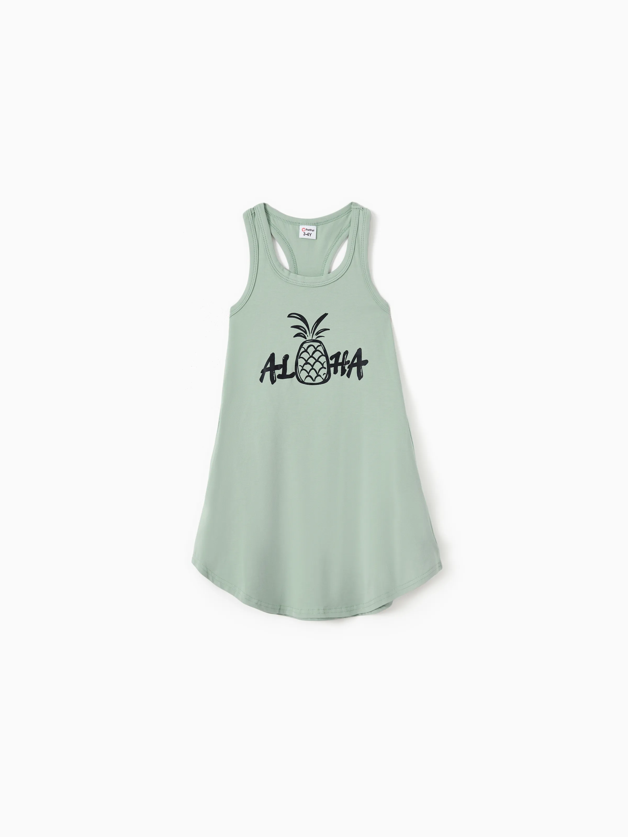 

Mommy and Me Sleeveless Letter Print Pineapple Graphic Dress