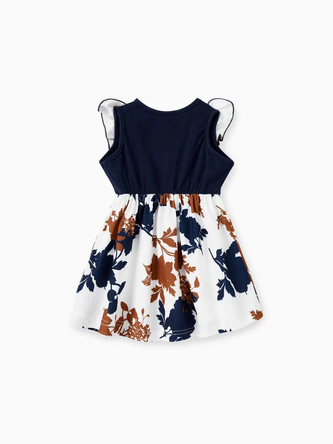 Baby Girl - Family Matching Casual Dress or T-Shirt, Solid Color, Fabric Stitching - royalblue - image 13
