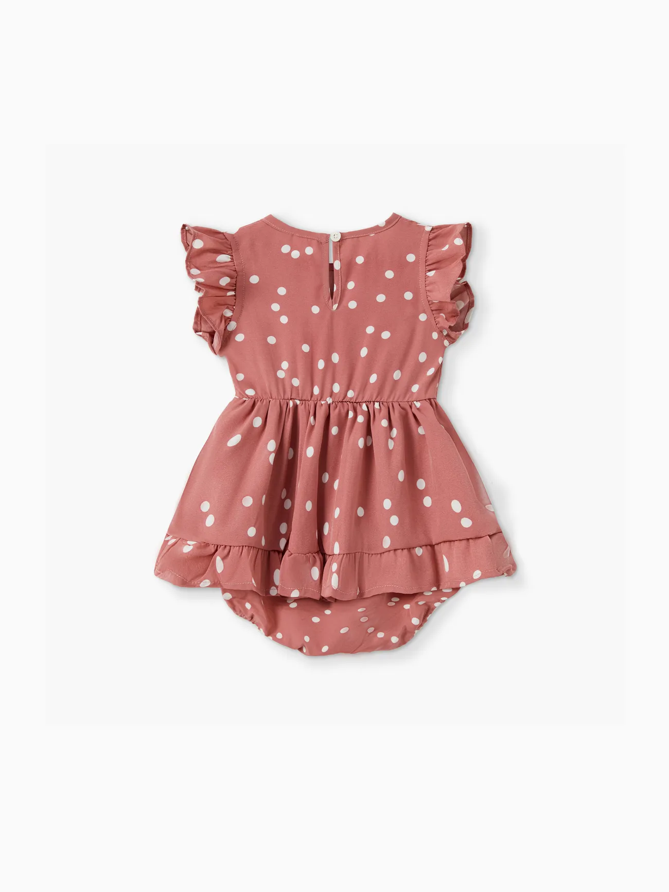 Baby Girl - Mommy and Me Outfits – Mother-Daughter Matching Dresses with Dots (Pink, V-Neck, Ruffle) - PinkyWhite - image 13