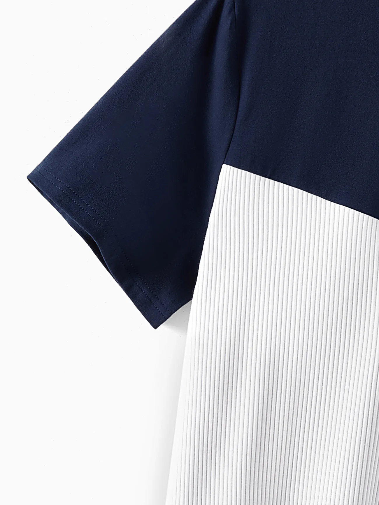 Men - Family Matching Casual Dress or T-Shirt, Solid Color, Fabric Stitching - royalblue - image 22