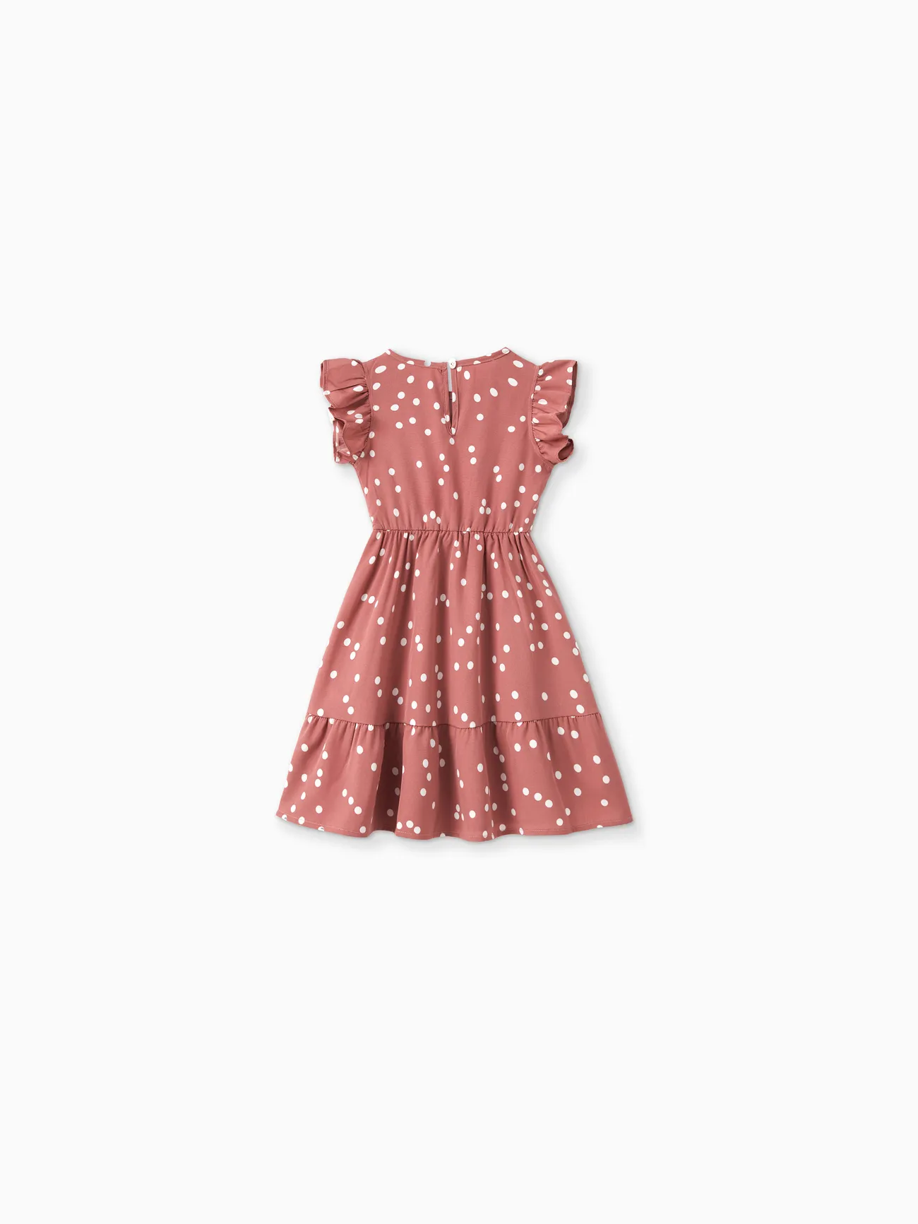 Girl - Mommy and Me Outfits – Mother-Daughter Matching Dresses with Dots (Pink, V-Neck, Ruffle) - PinkyWhite - image 8