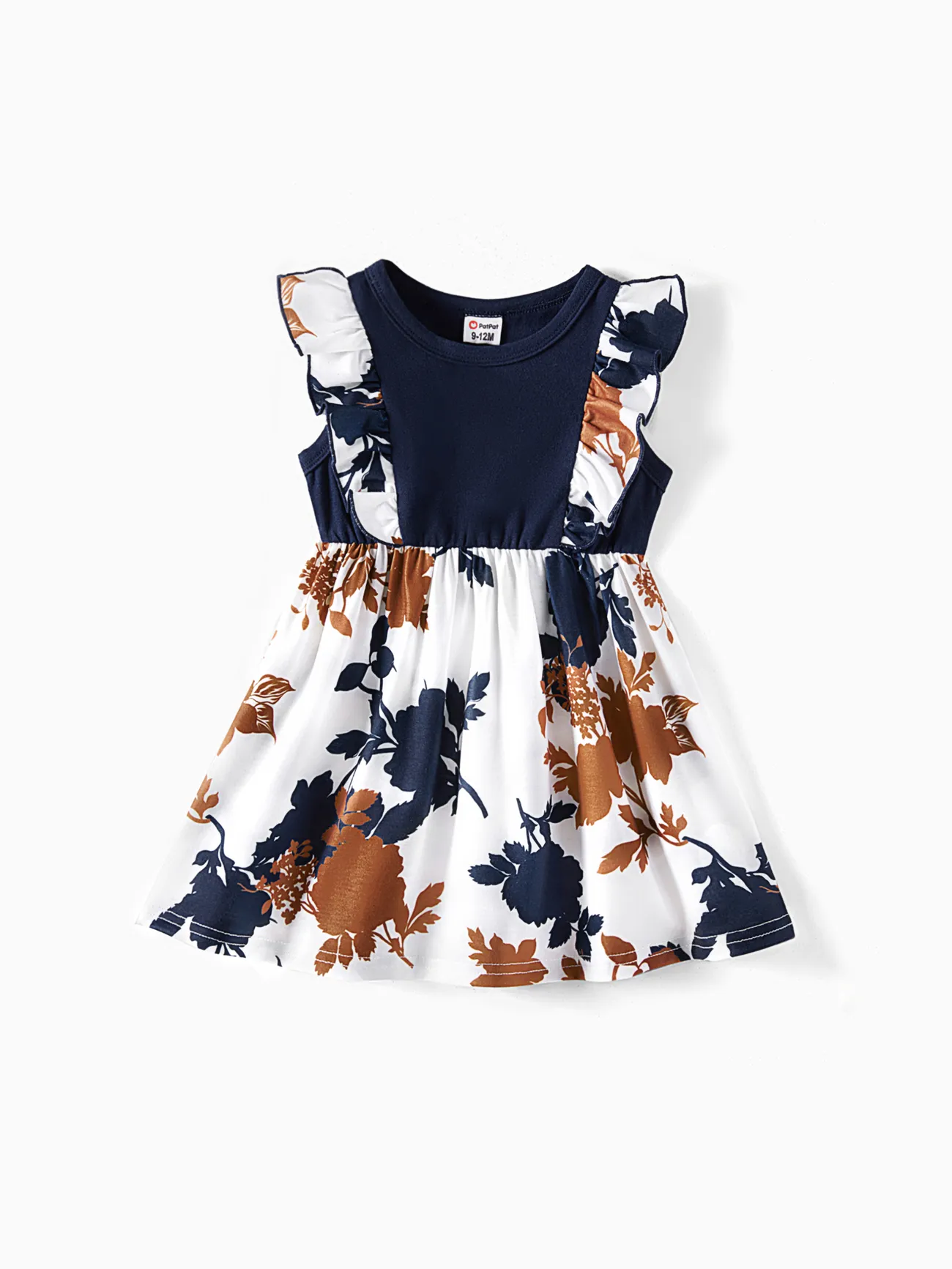 Baby Girl - Family Matching Casual Dress or T-Shirt, Solid Color, Fabric Stitching - royalblue - image 12