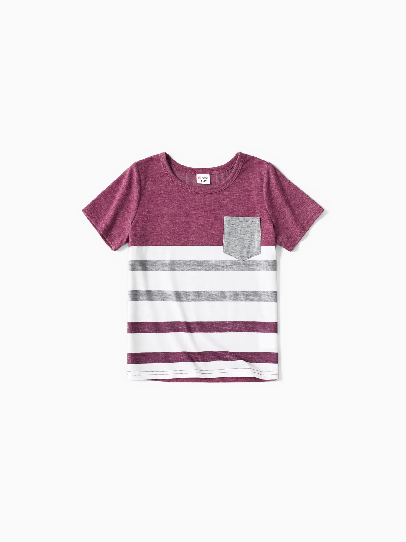 Boy - Family Matching Solid V Neck Sleeveless Button Up Drawstring Dresses and Striped Colorblock Short-sleeve T-shirts Sets - deeppurple - image 13