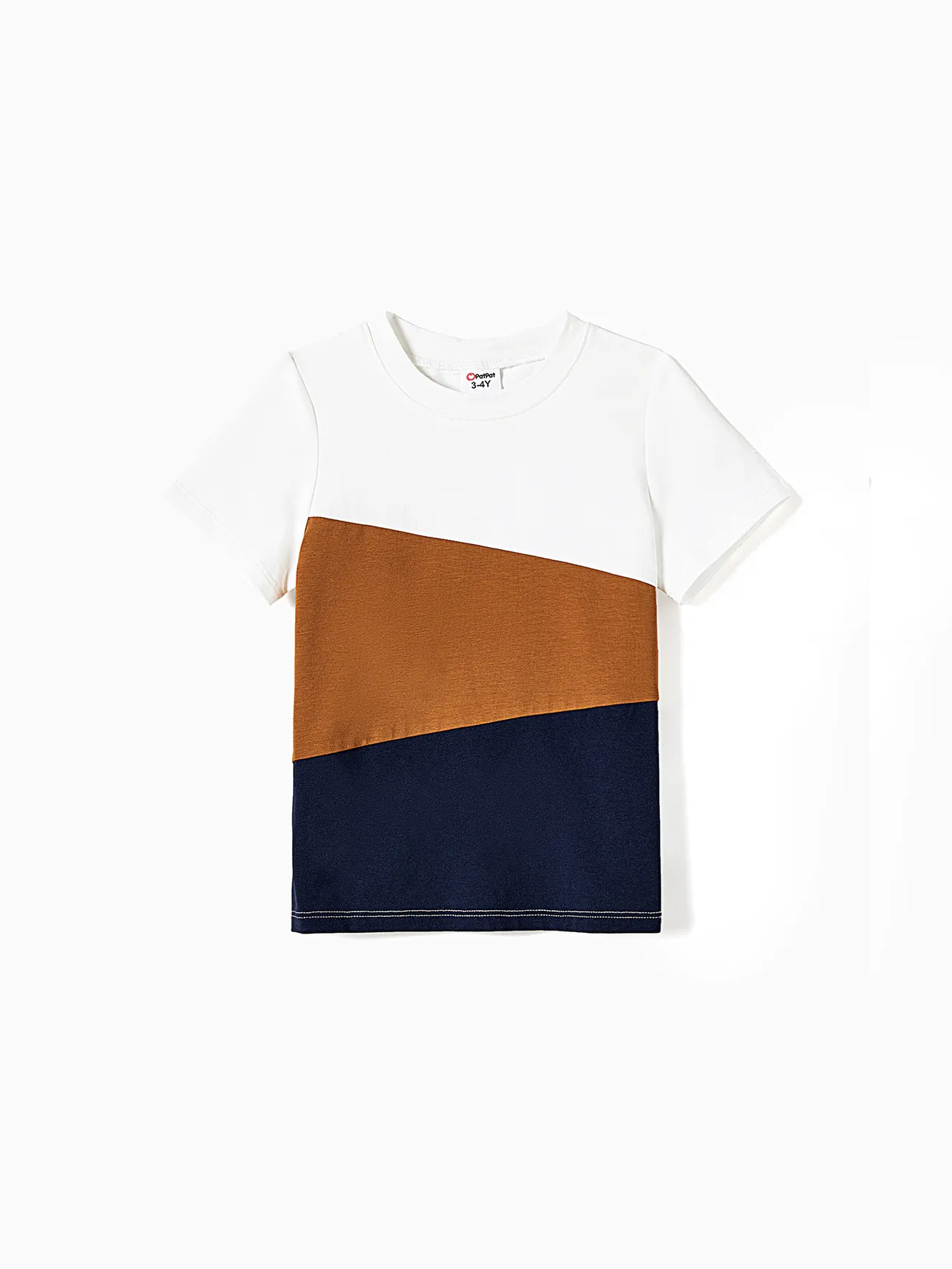 Boy - Family Matching Casual Dress or T-Shirt, Solid Color, Fabric Stitching - royalblue - image 16