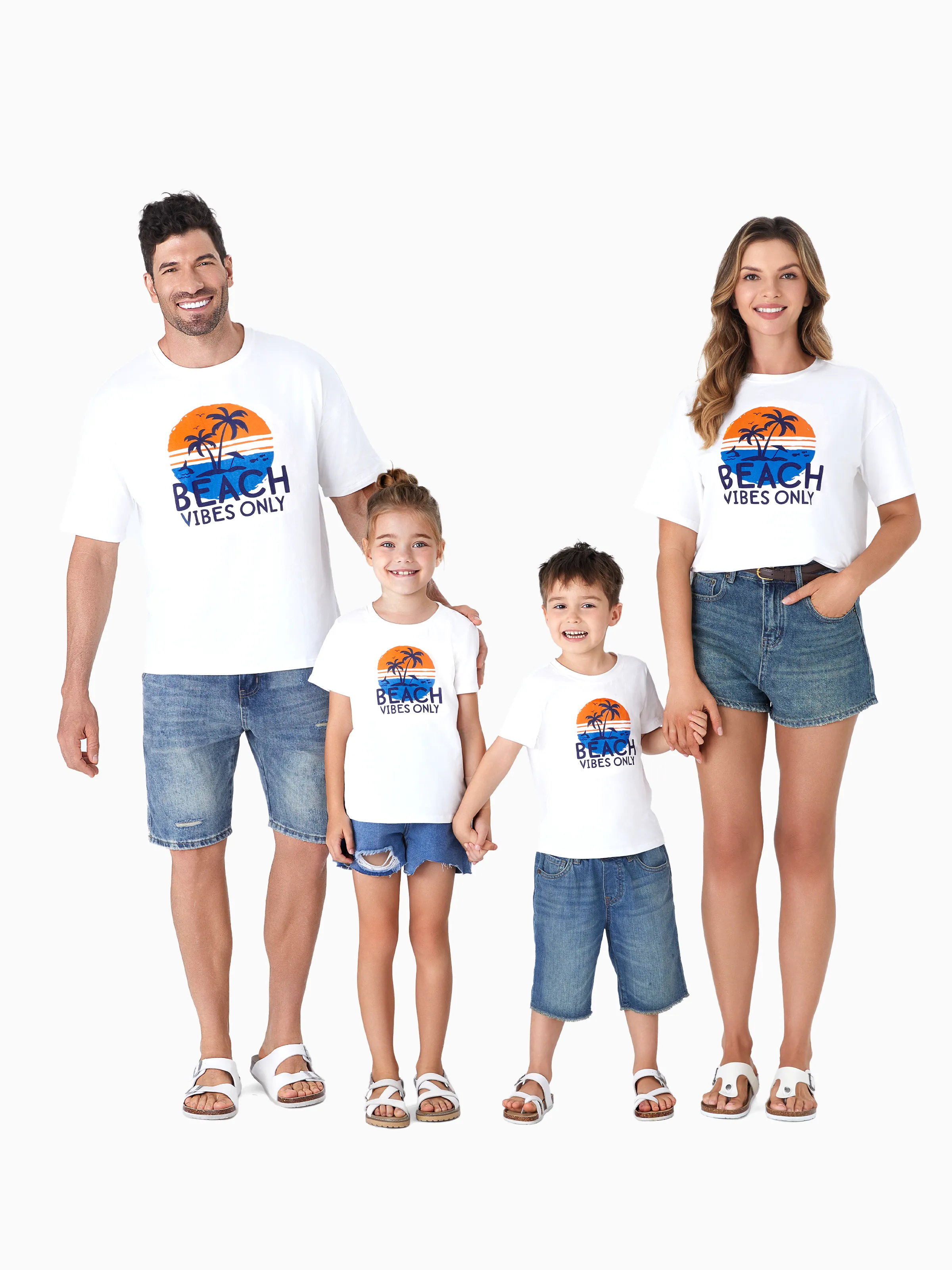 Familie Passende Insel und Kokospalme Muster Strand Urlaub Oversize Grafik T-Shirt