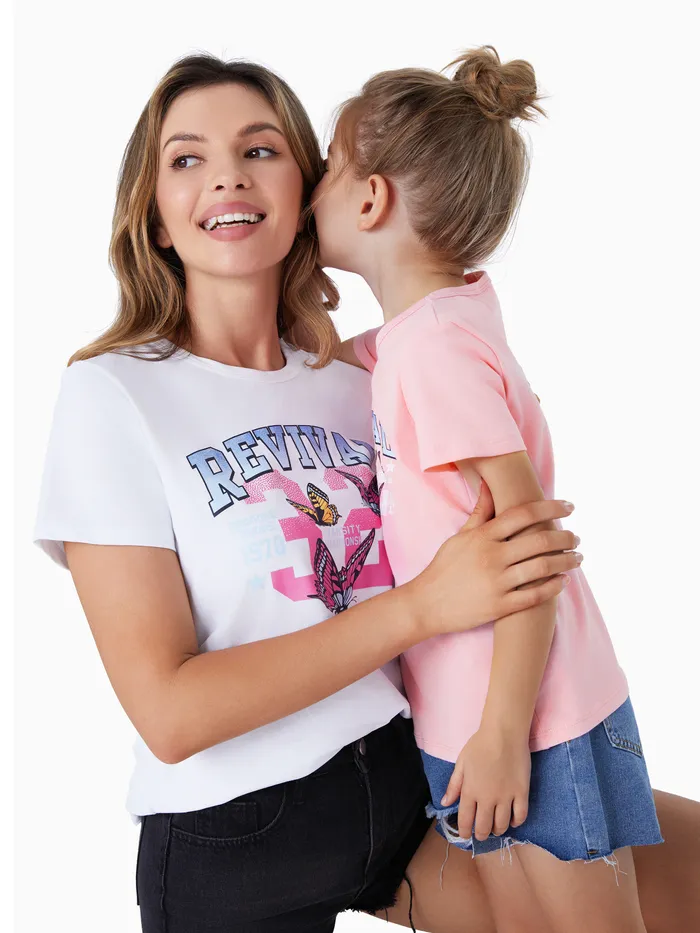 Mommy and Me Cotton Butterfly Print Revival Graphic Tee