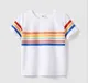 Family Matching Colorful Striped V Neck Flutter-sleeve Dresses and Short-sleeve T-shirts Sets Original White