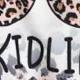 Kid Girl Cartoon Tie Dyed/ Leopard Print Pullover Sweatshirt Coffee