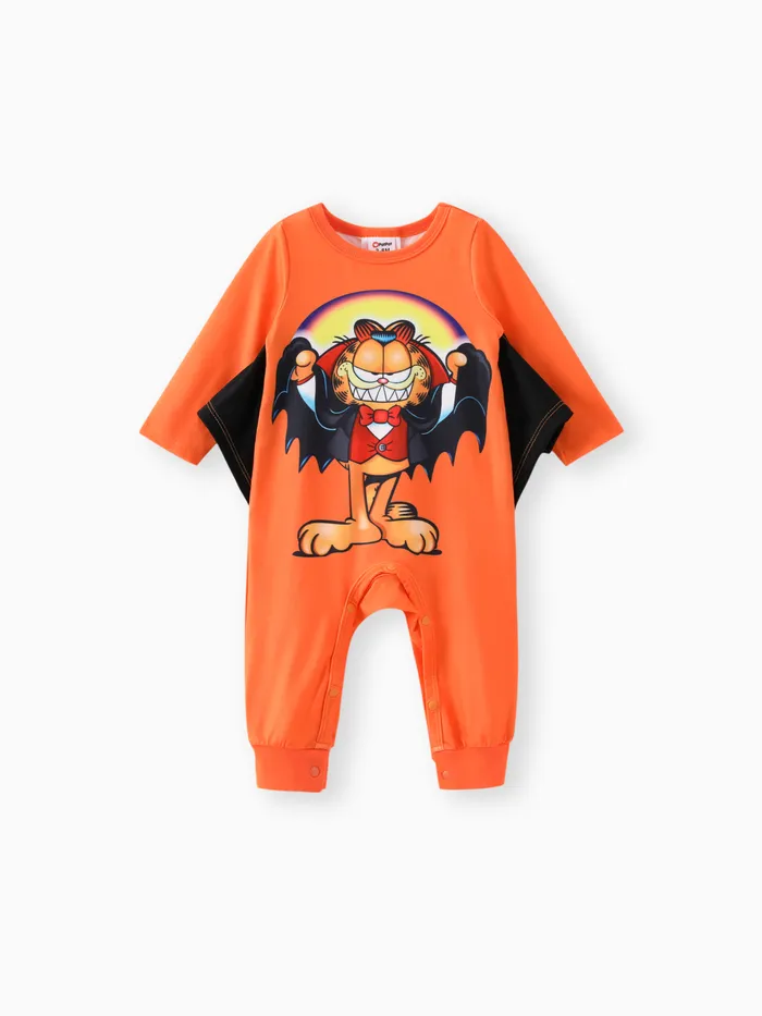 Garfield Baby Junge/Mädchen 1 Stück Fledermaus Halloween Langarm-Jumpsuit 