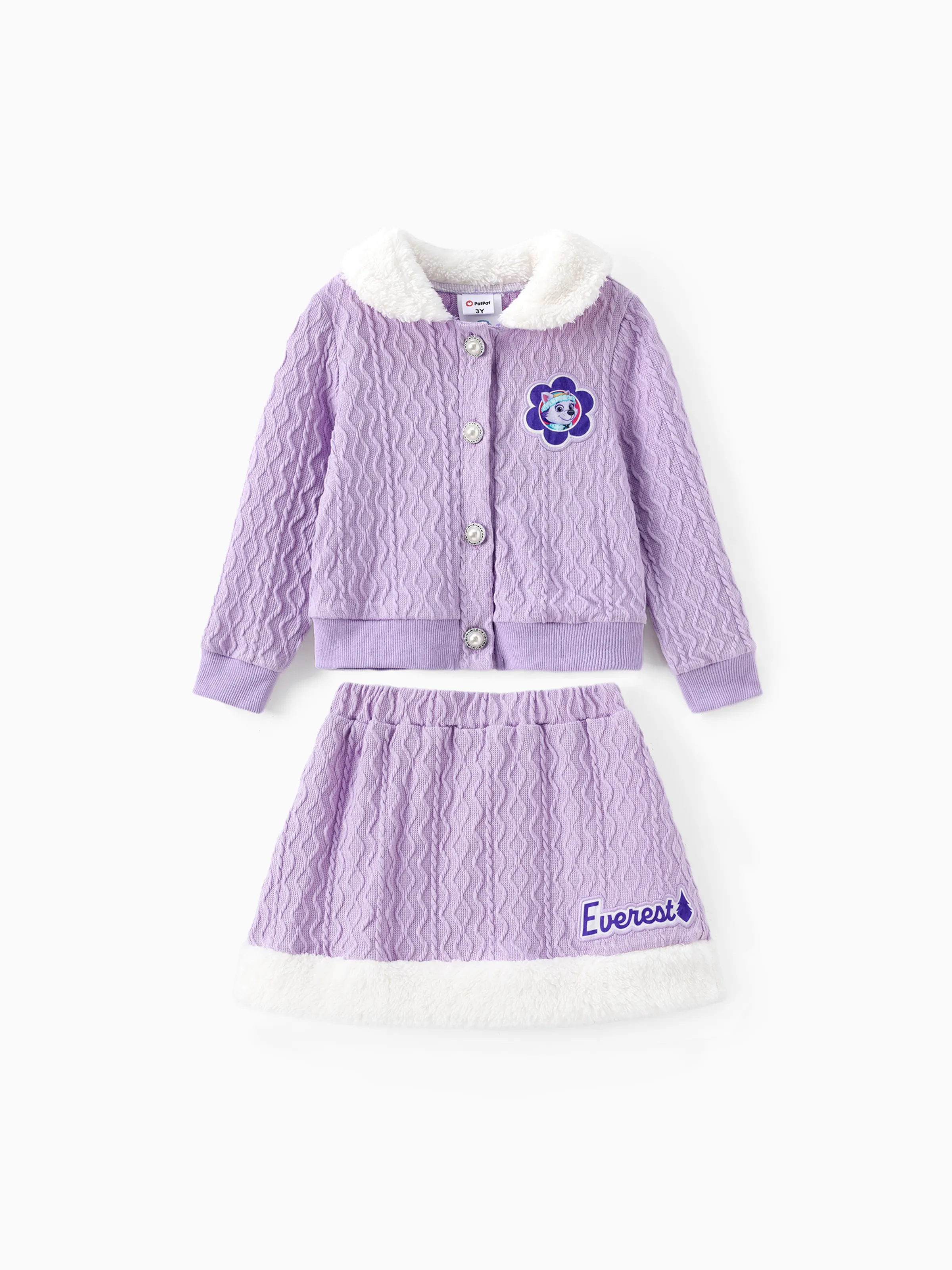 

PAW Patrol Toddler Girls 2pcs Fluffy Collar Textured Knit Cardigan with Skirt Set