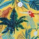 3pcs Toddler Boy Vacation Straw Hat and Animal Floral Print & Shorts Set Apricot Yellow