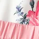 2pcs Kid Girl Floral Print Halter Tee and Button Design Elasticized Shorts Set Pink
